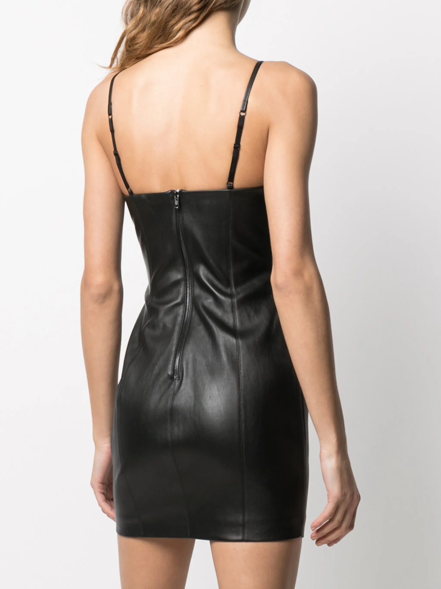 fitted leather short dress