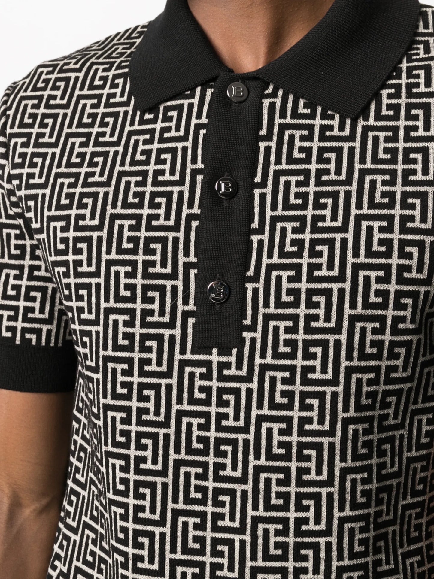 monogram pattern polo shirt