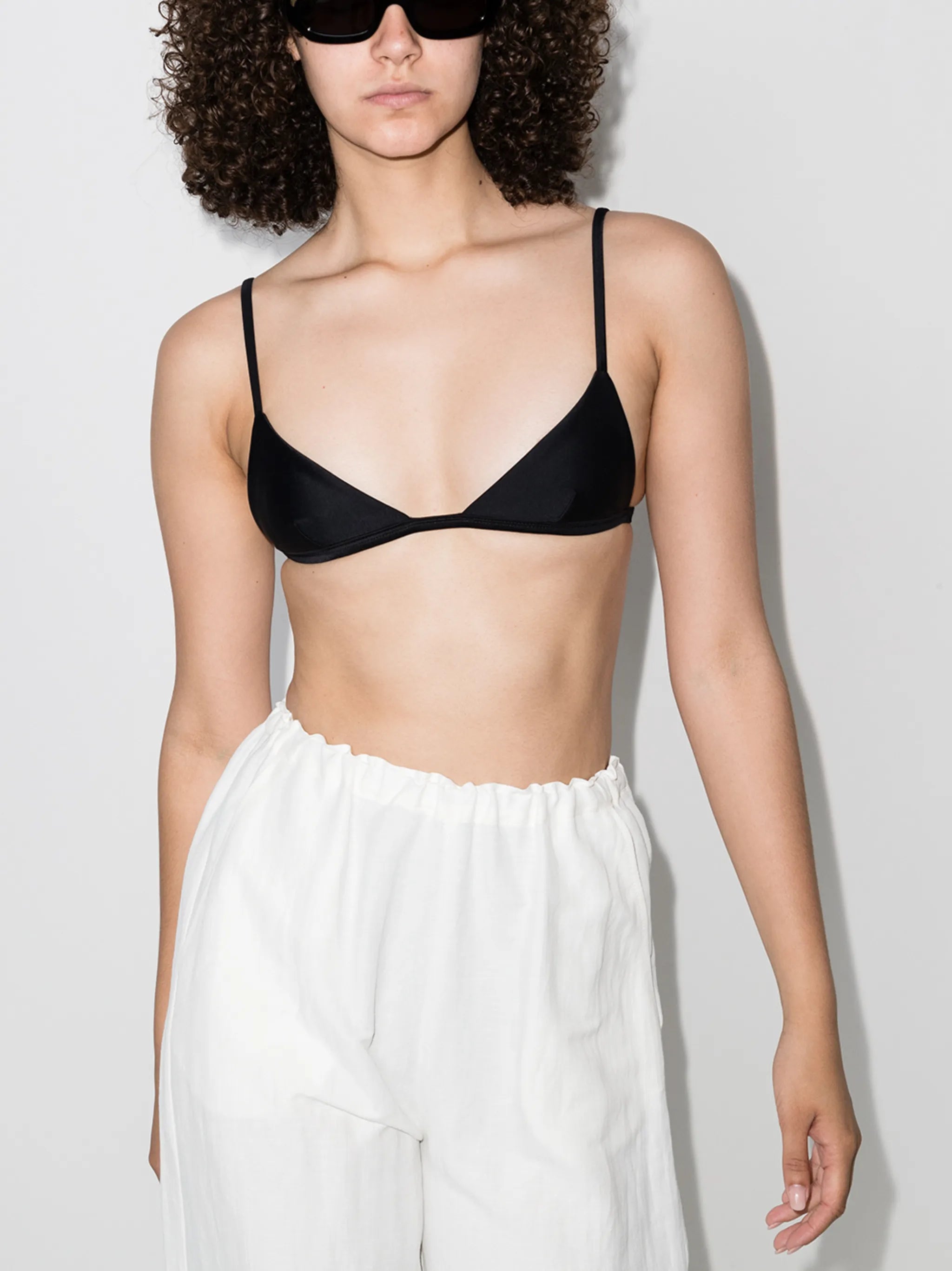 Petite triangle-cup bikini top