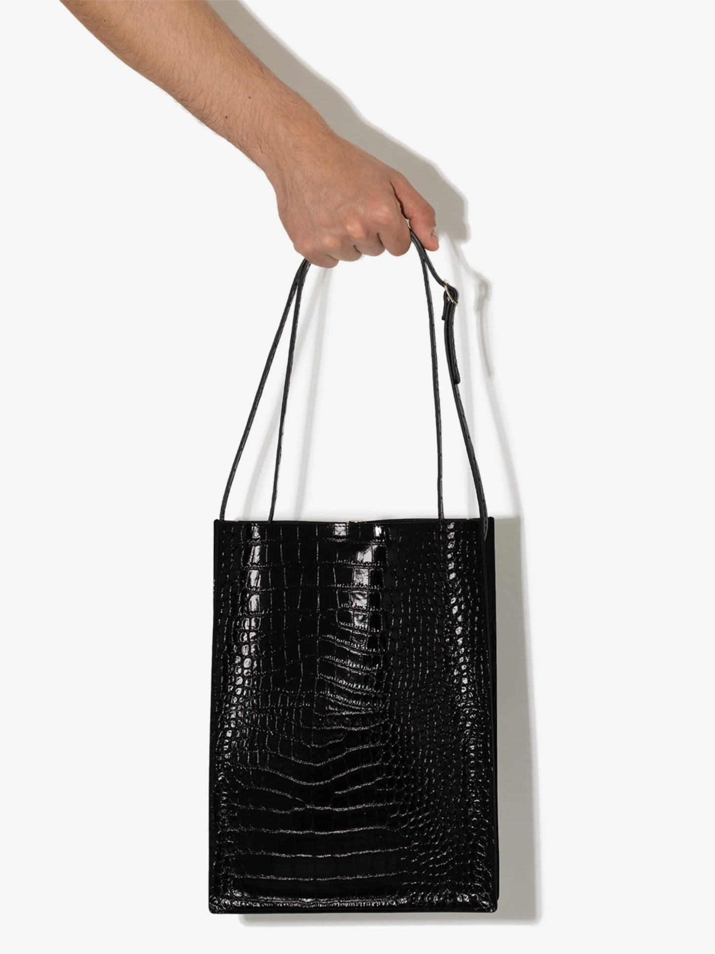 crocodile-effect leather shoulder bag