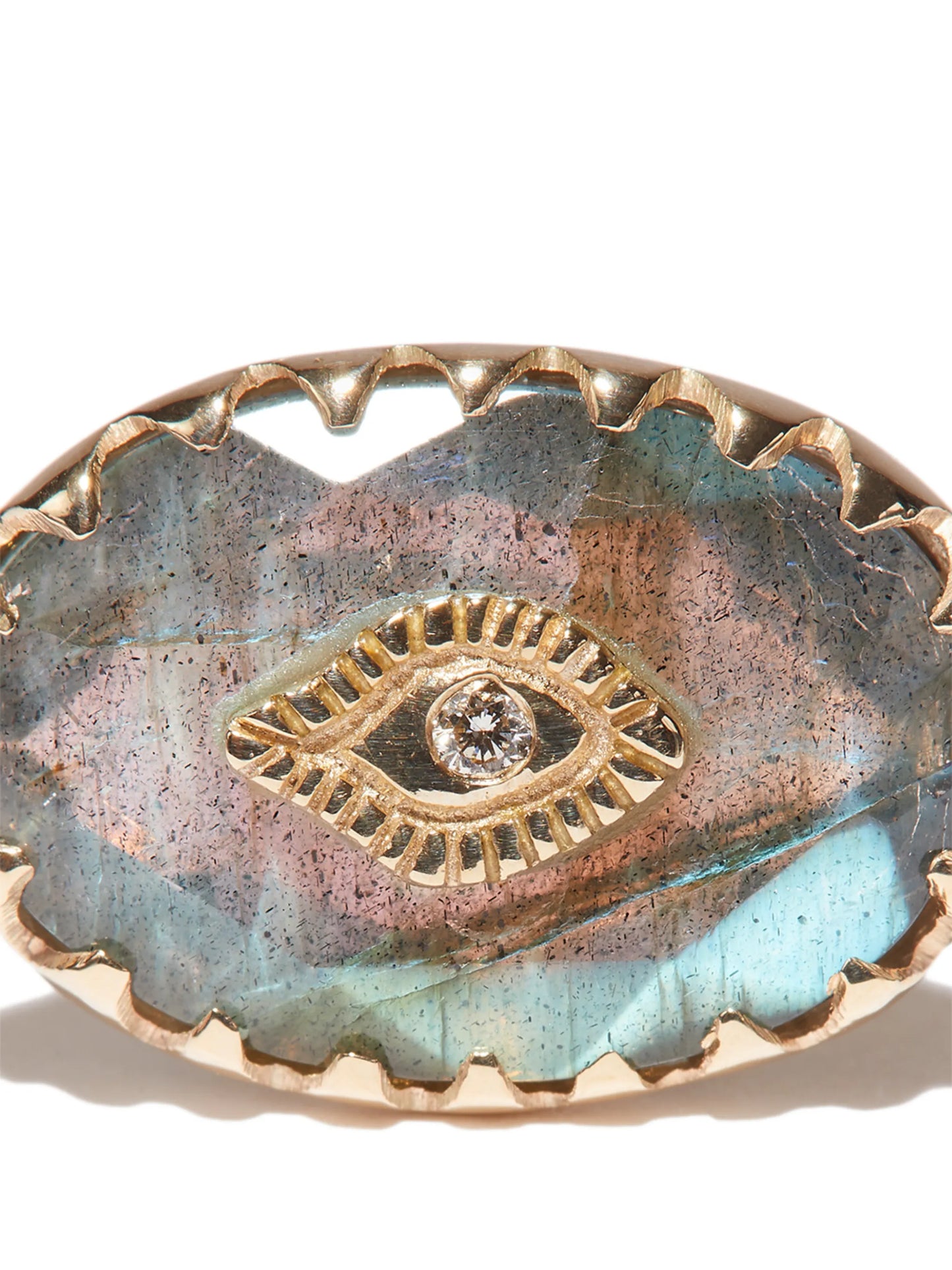 9kt yellow gold labradorite ring