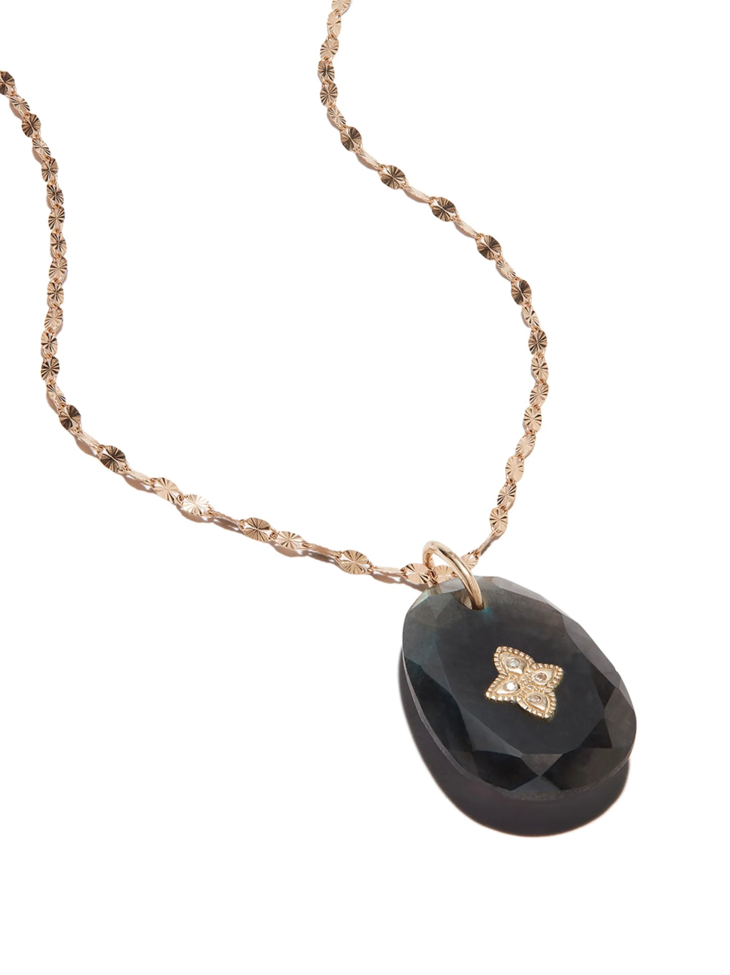 9kt yellow gold GAÏA N°1 labradorite diamond necklace