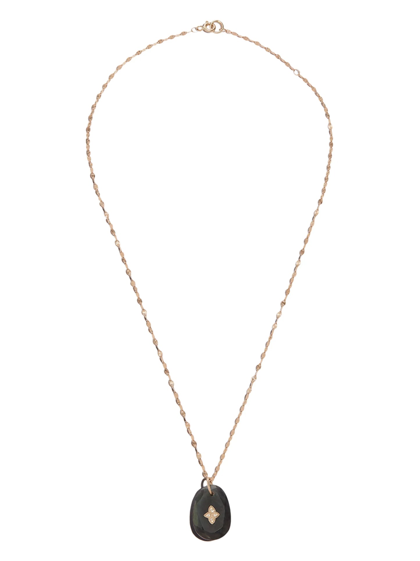 9kt yellow gold GAÏA N°1 labradorite diamond necklace