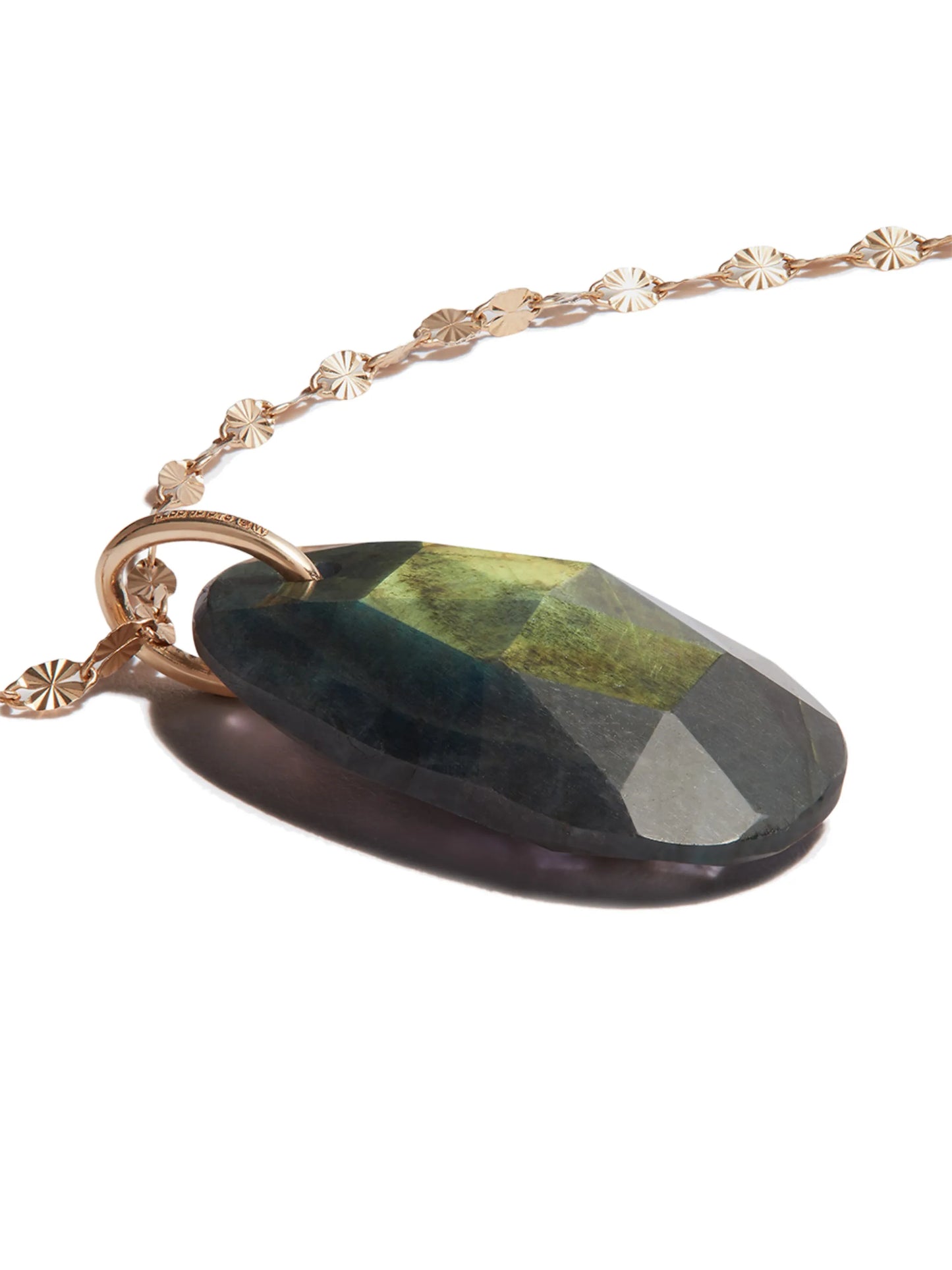 9kt yellow gold GAÏA N°1 labradorite diamond necklace