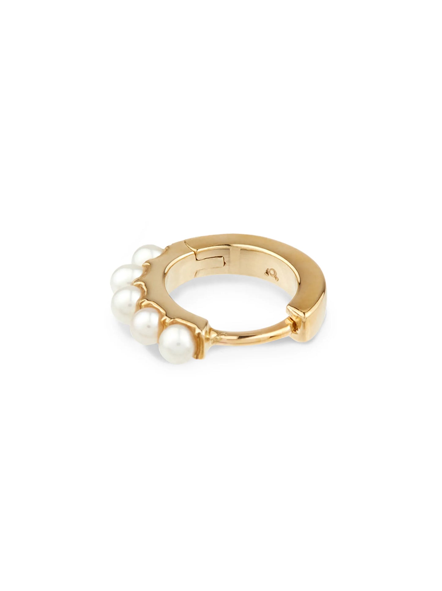 9kt yellow gold pearl huggie hoop