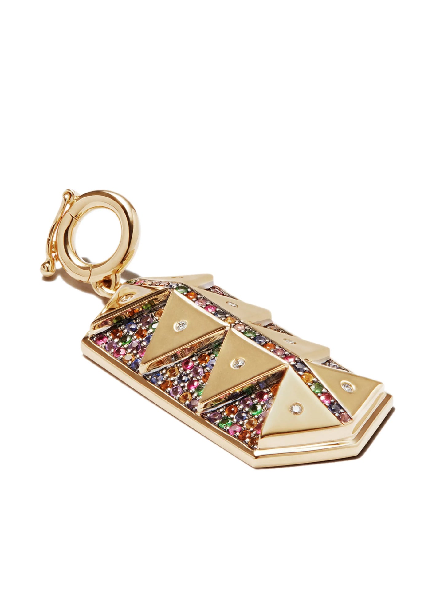 18kt yellow gold diamond hexagon shield charm