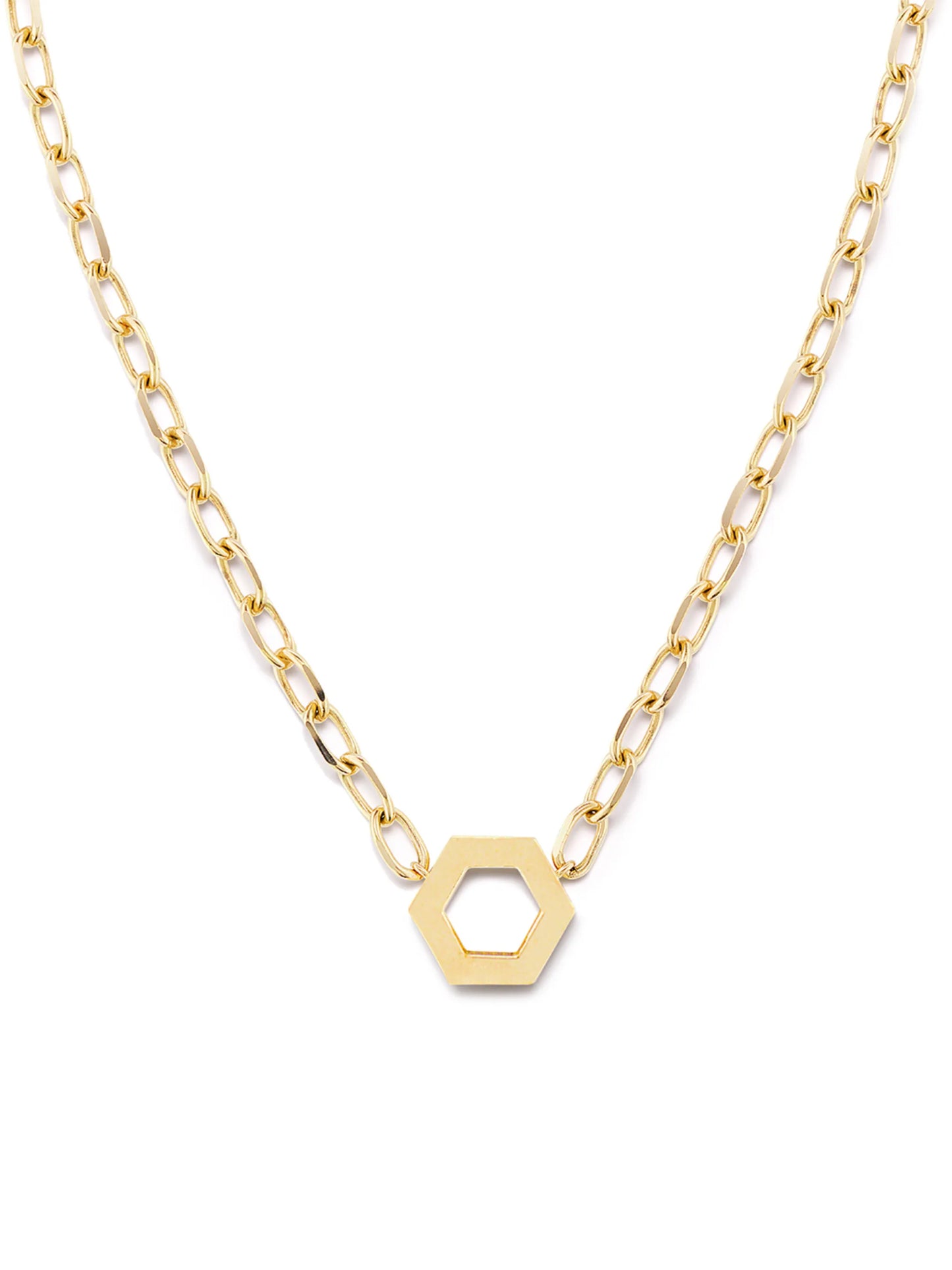 18kt yellow gold hexagon foundation necklace