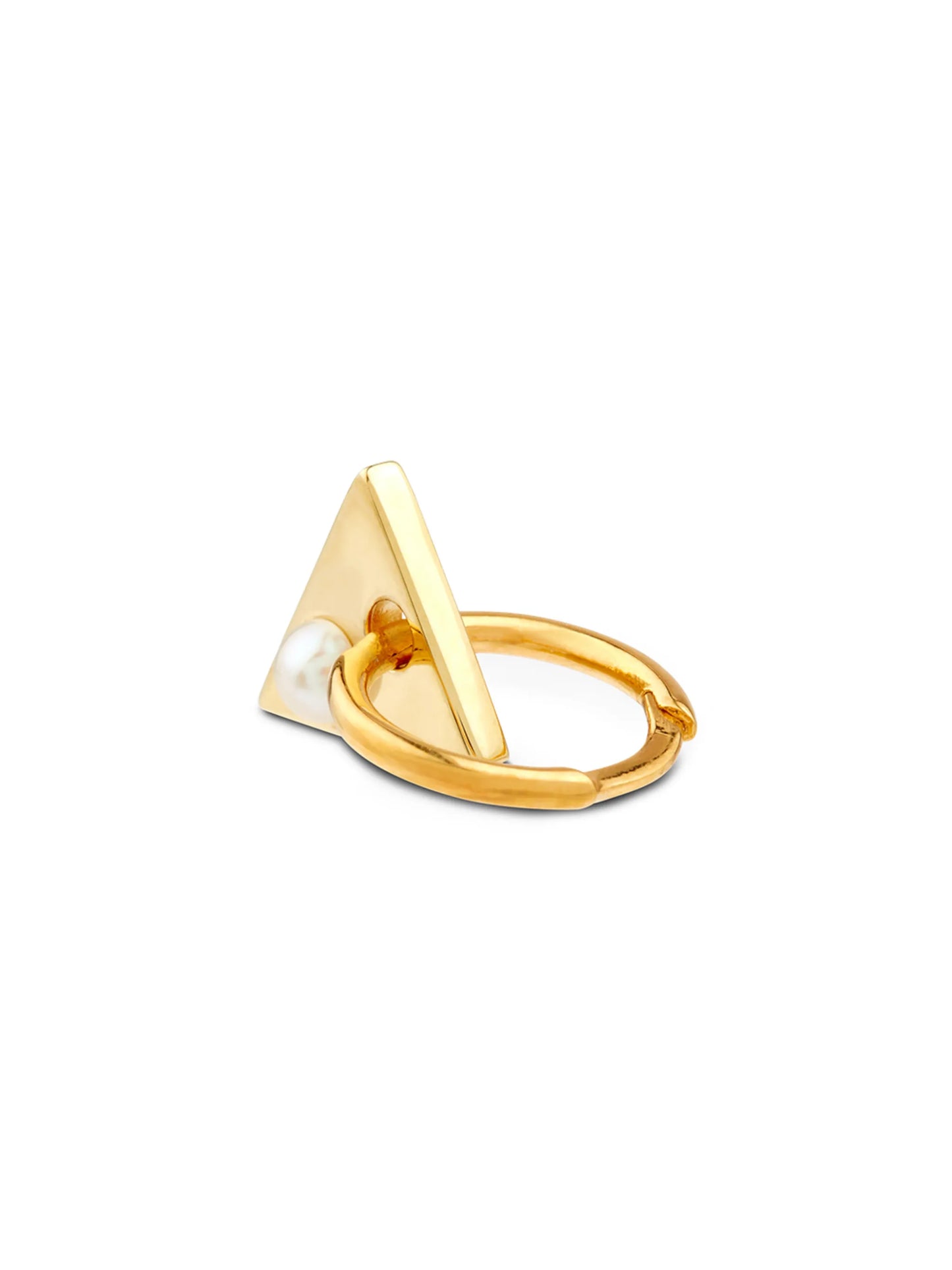 9kt yellow gold triangle-pendant earring