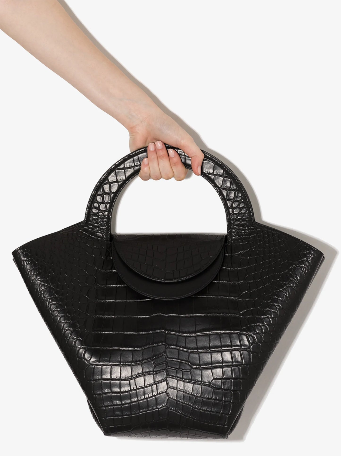 Doll crocodile-effect tote bag