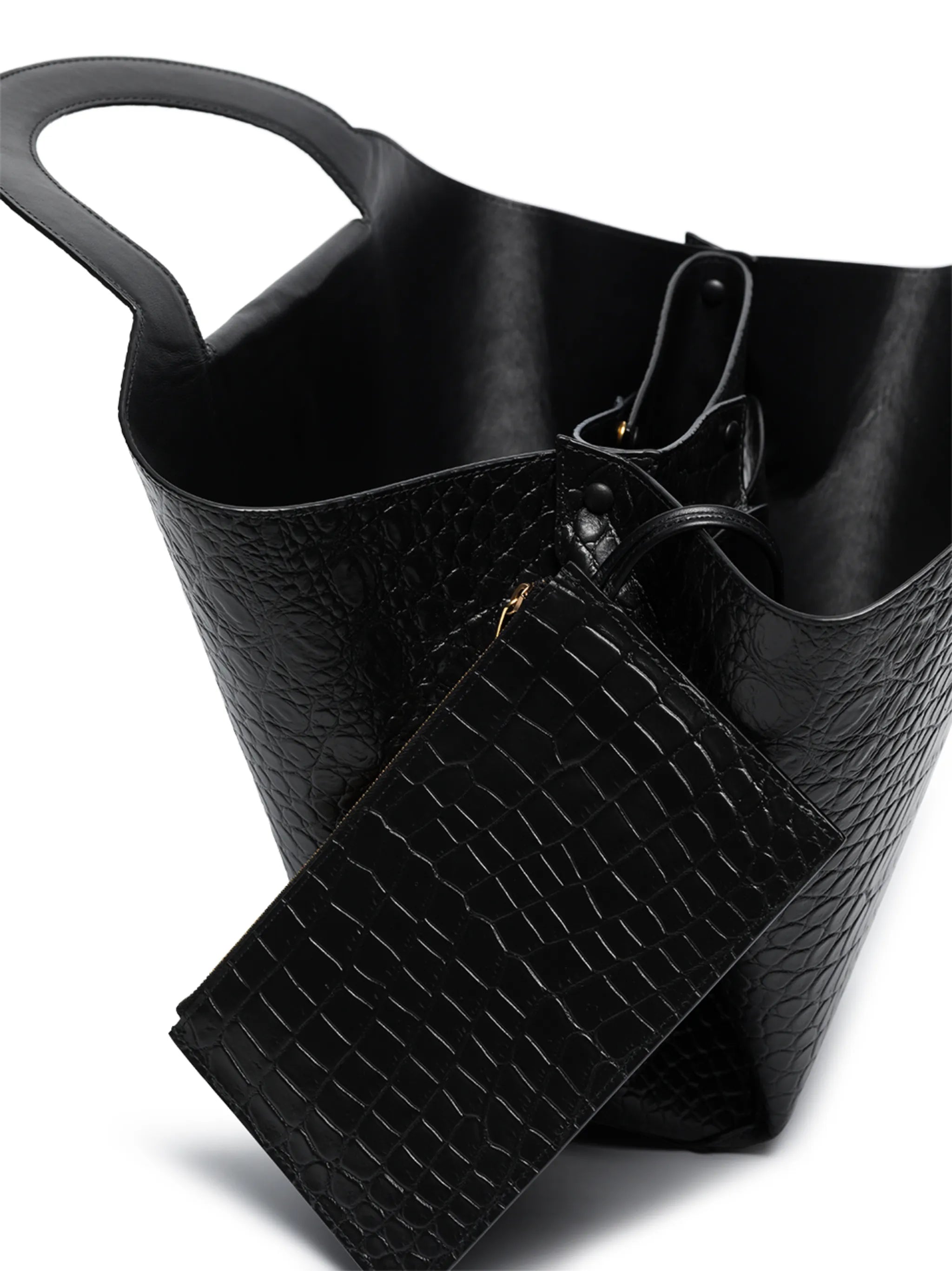 Doll crocodile-effect tote bag