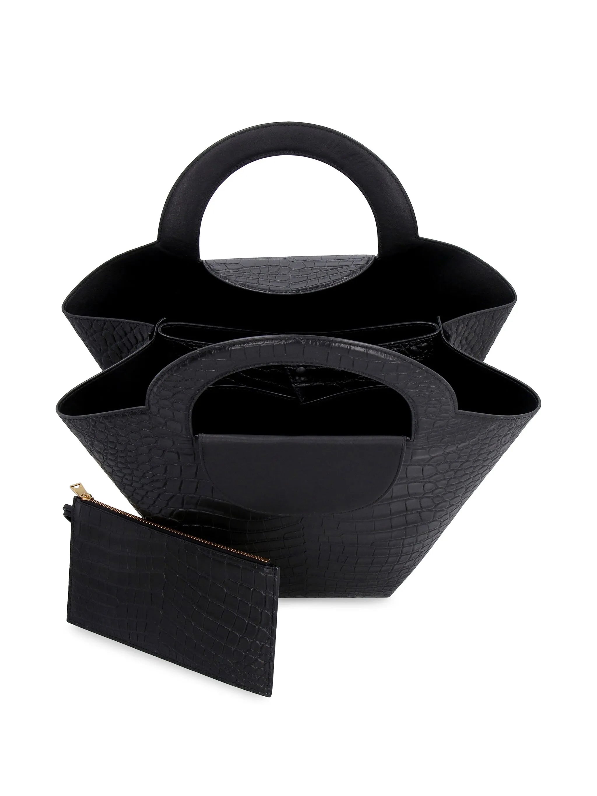 Doll crocodile-effect tote bag