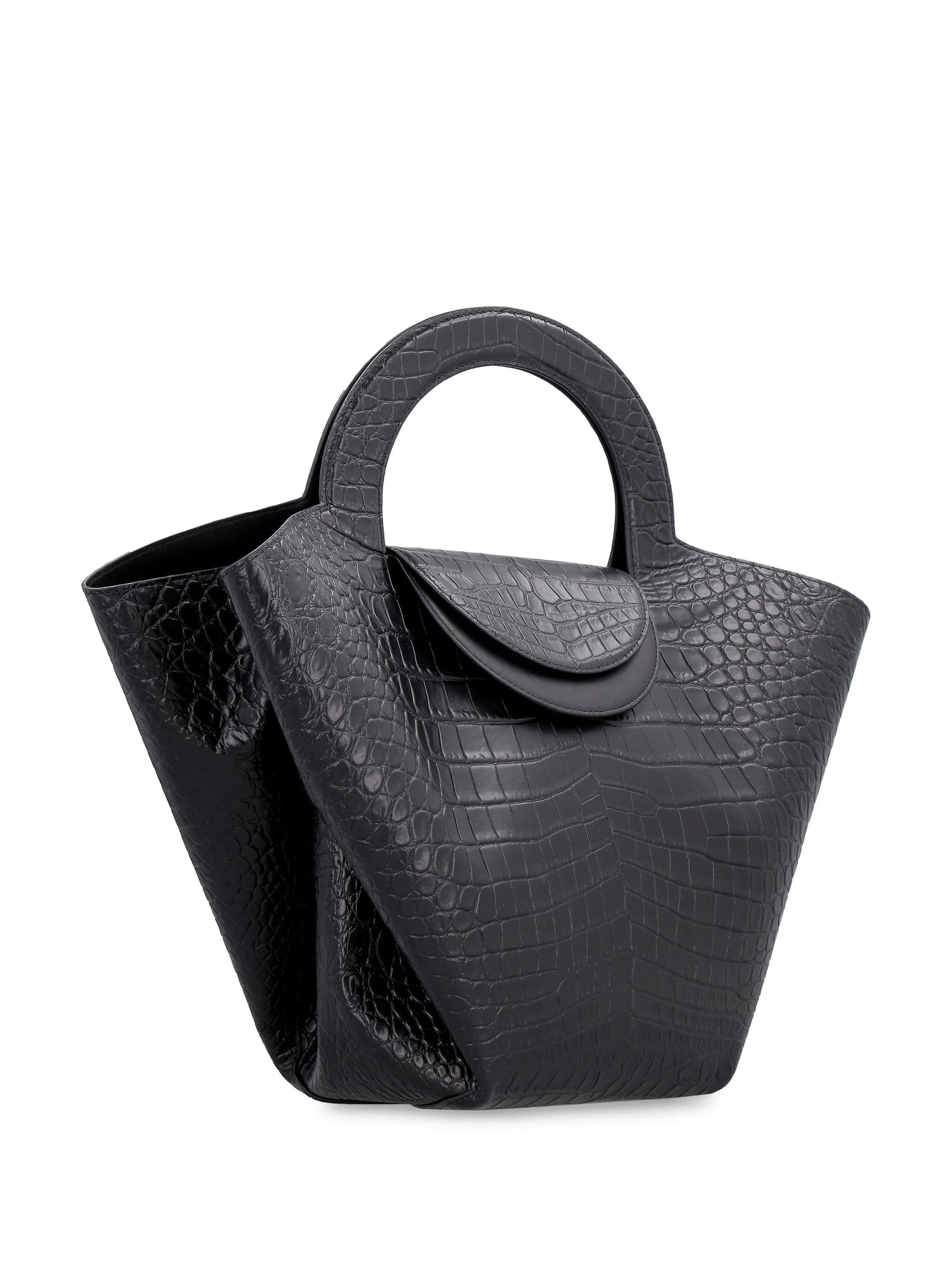 Doll crocodile-effect tote bag