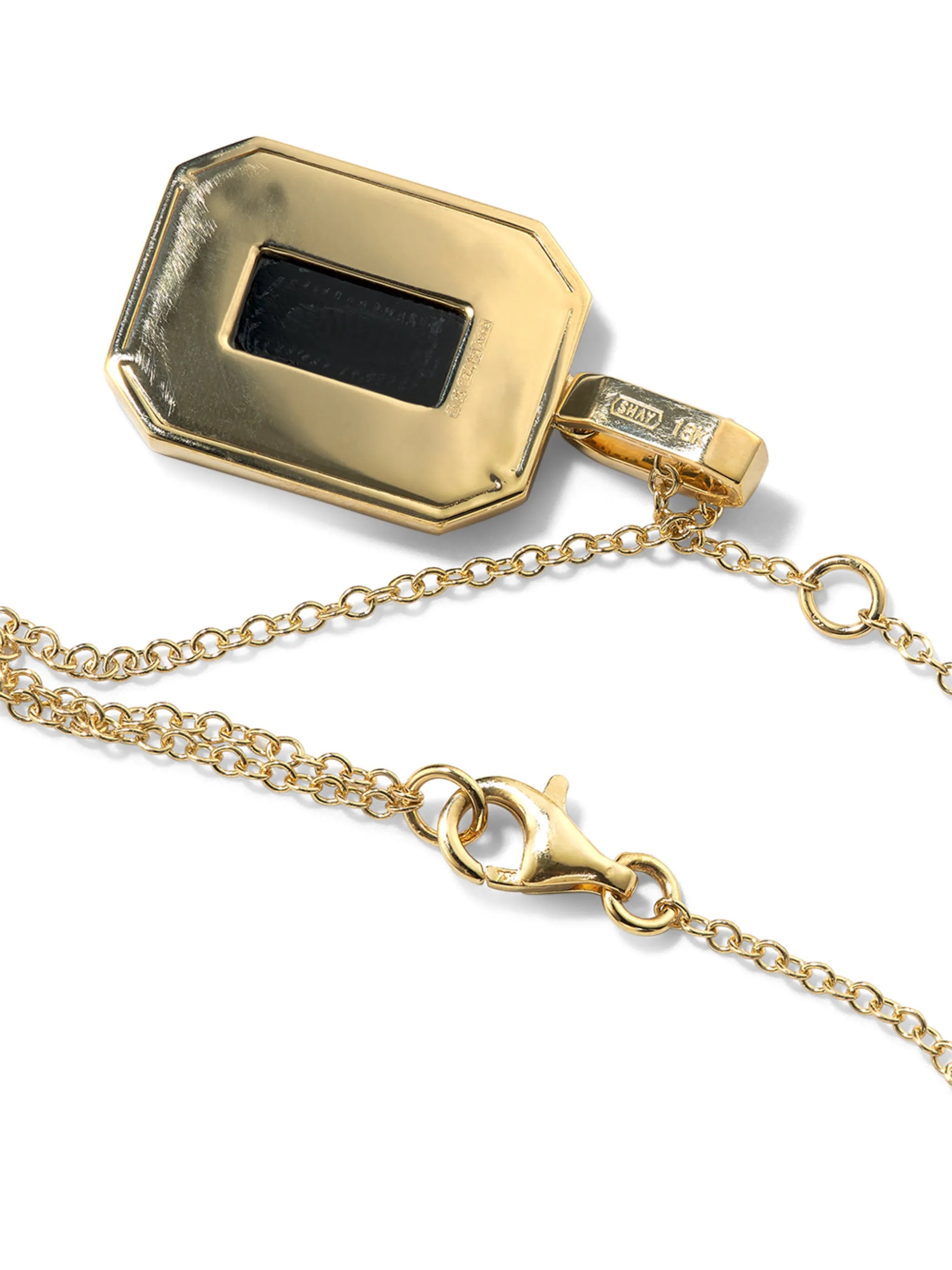 18kt yellow gold diamond and onyx pendant necklace