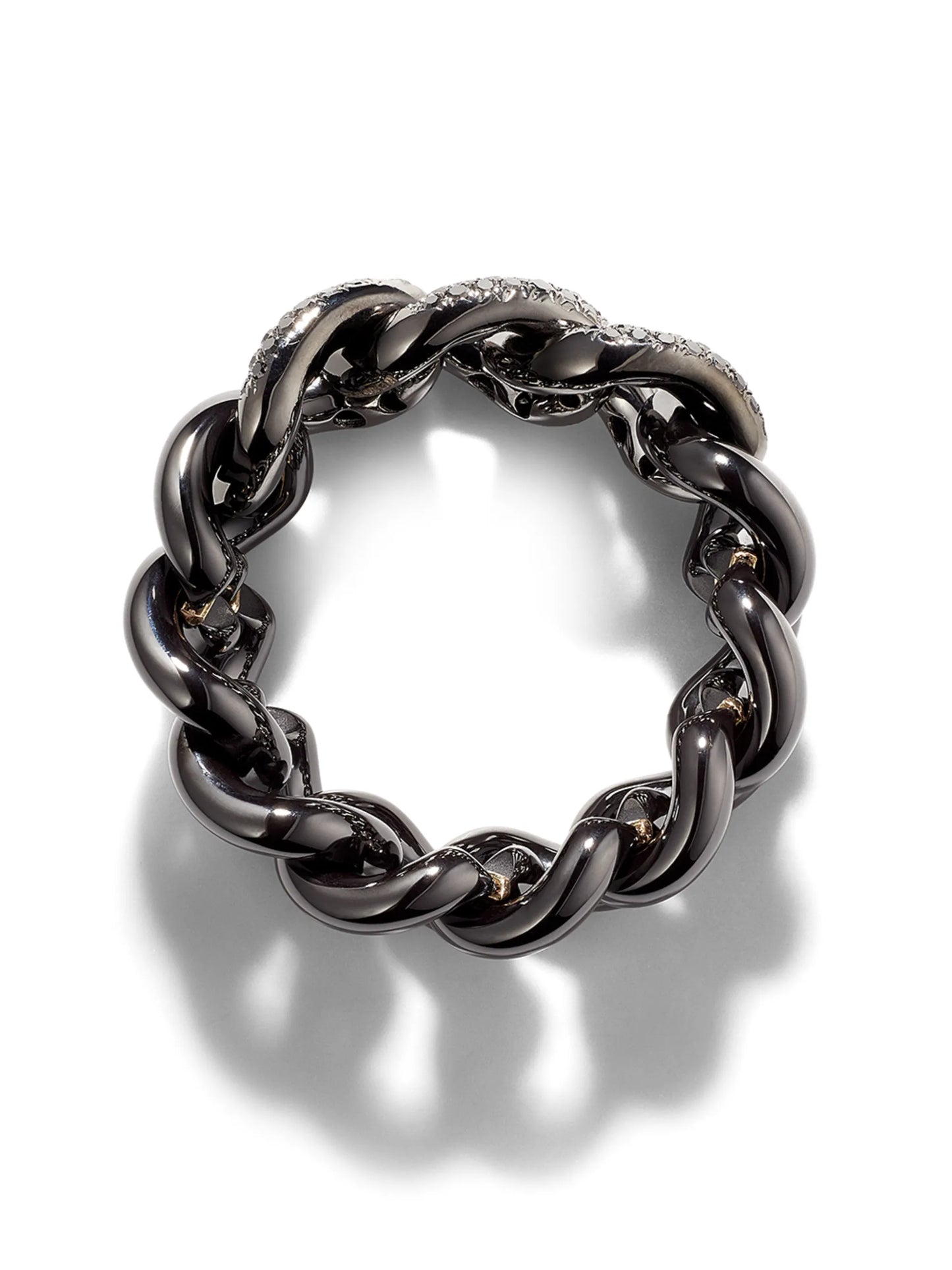 18kt black gold diamond chain ring