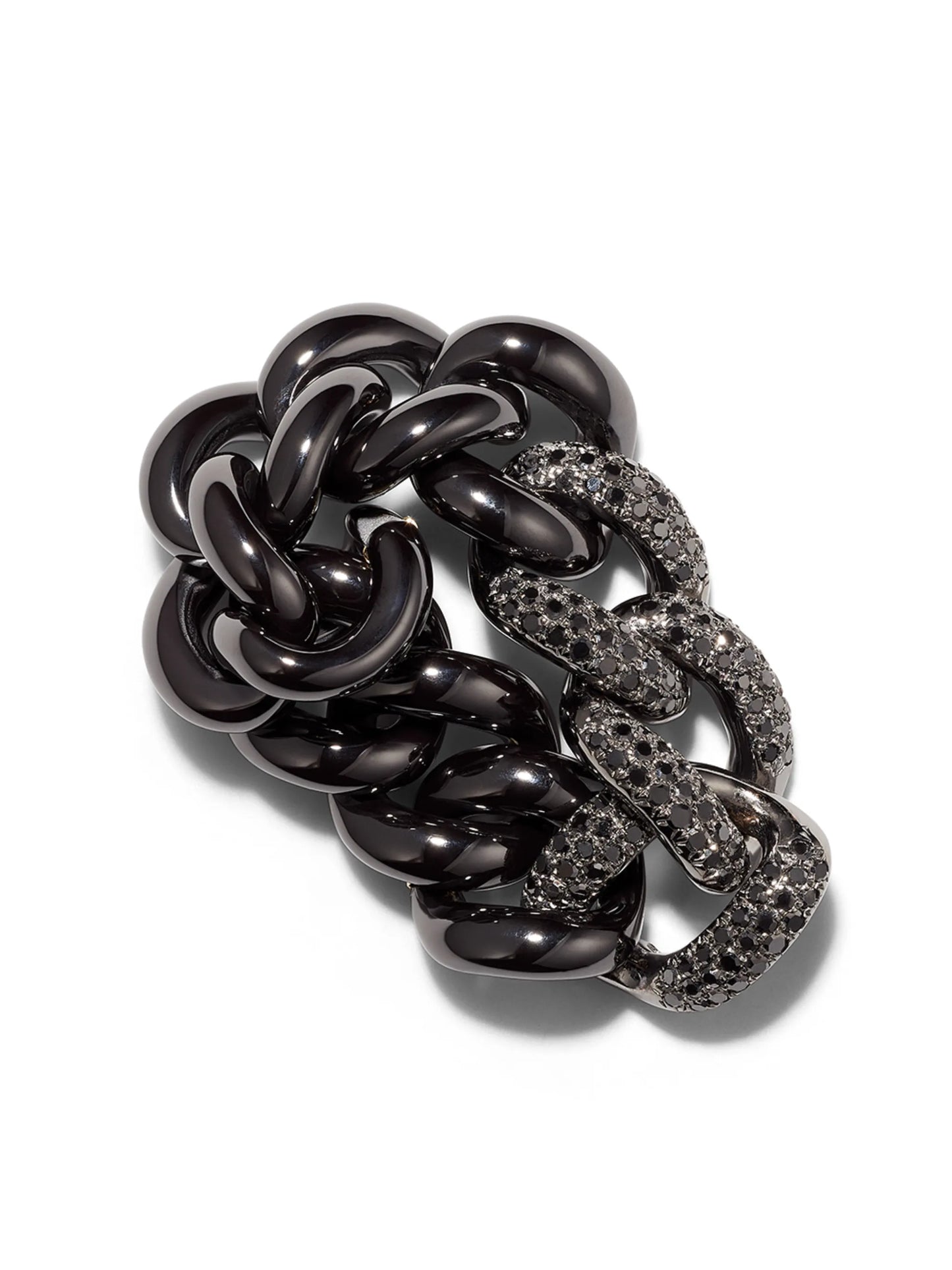 18kt black gold diamond chain ring