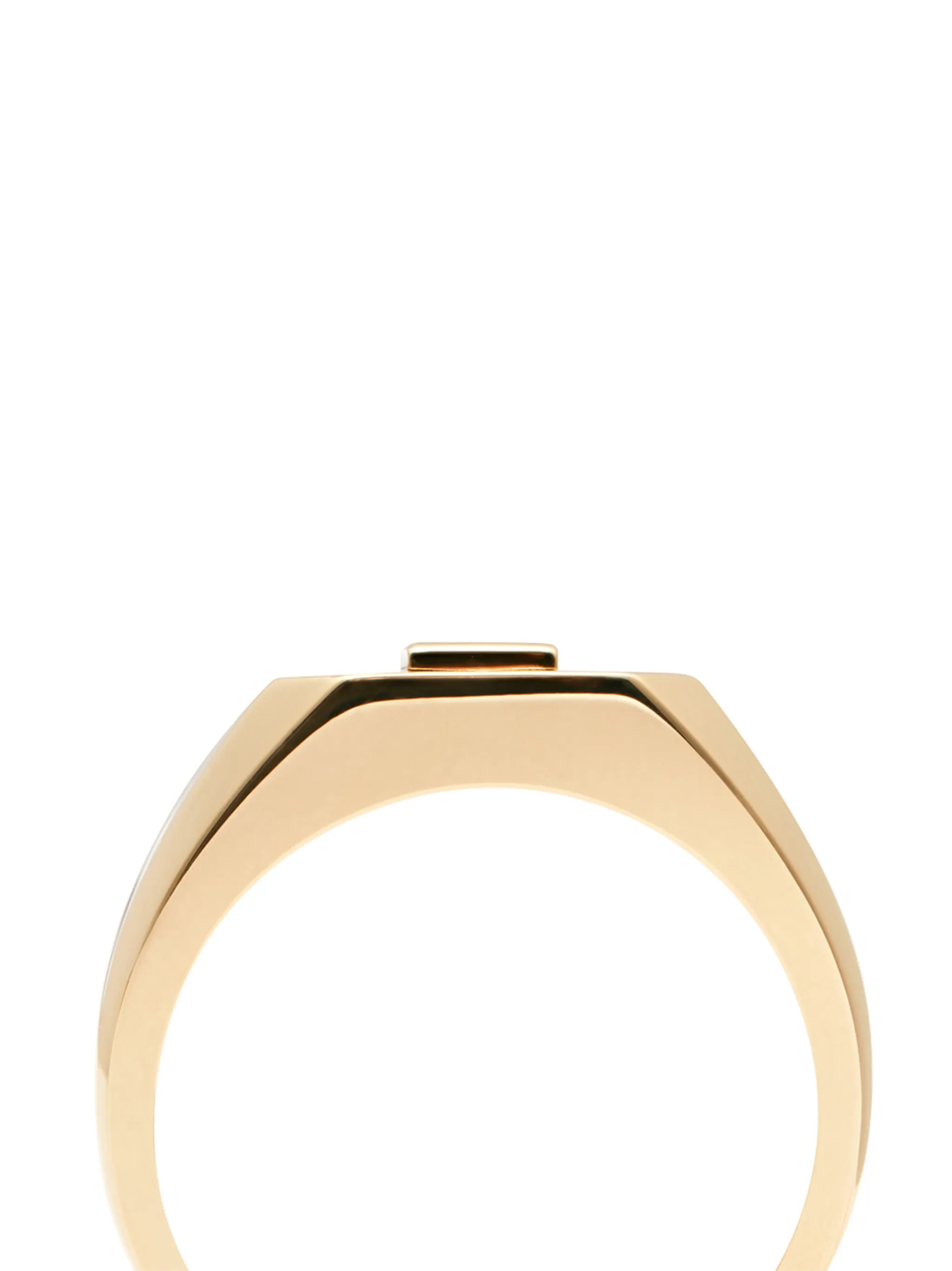 18kt yellow gold baguette diamond-embellished signet ring