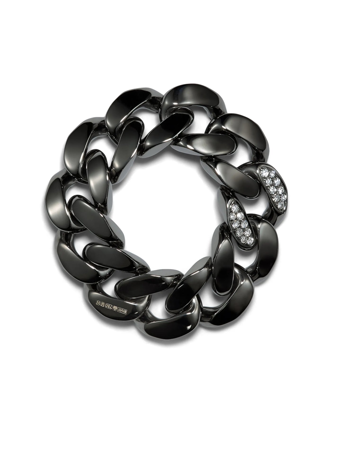 18kt black gold chain ring