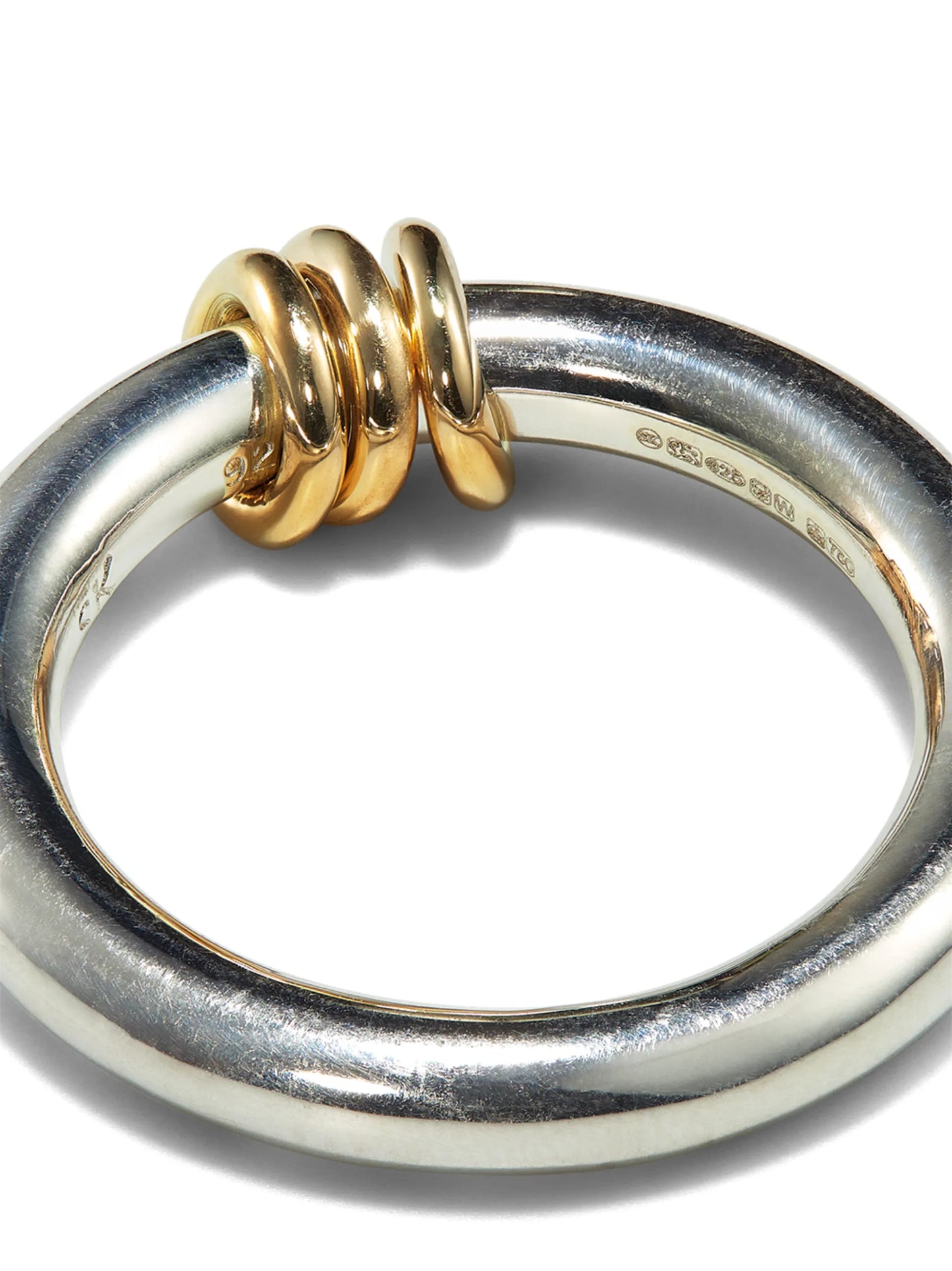 18kt yellow gold and sterling silver Kane linked ring