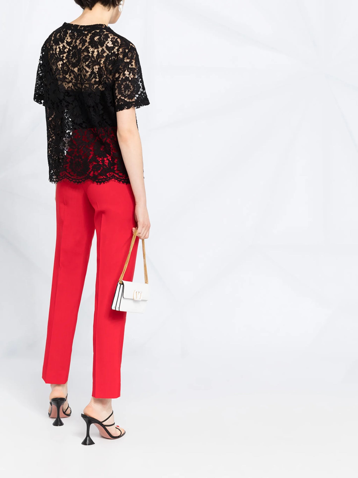 floral lace logo T-shirt