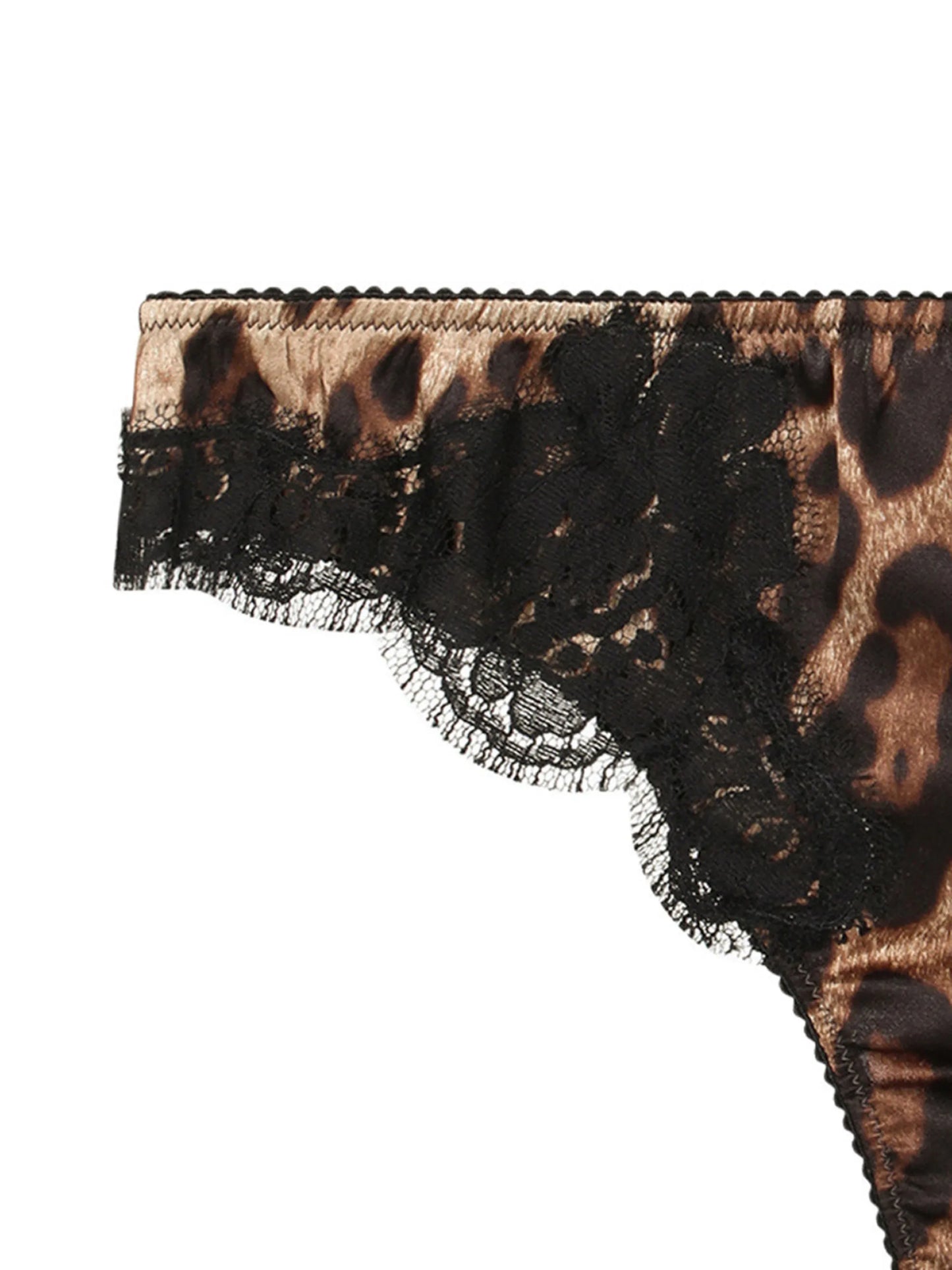 leopard-print lace-trim thong