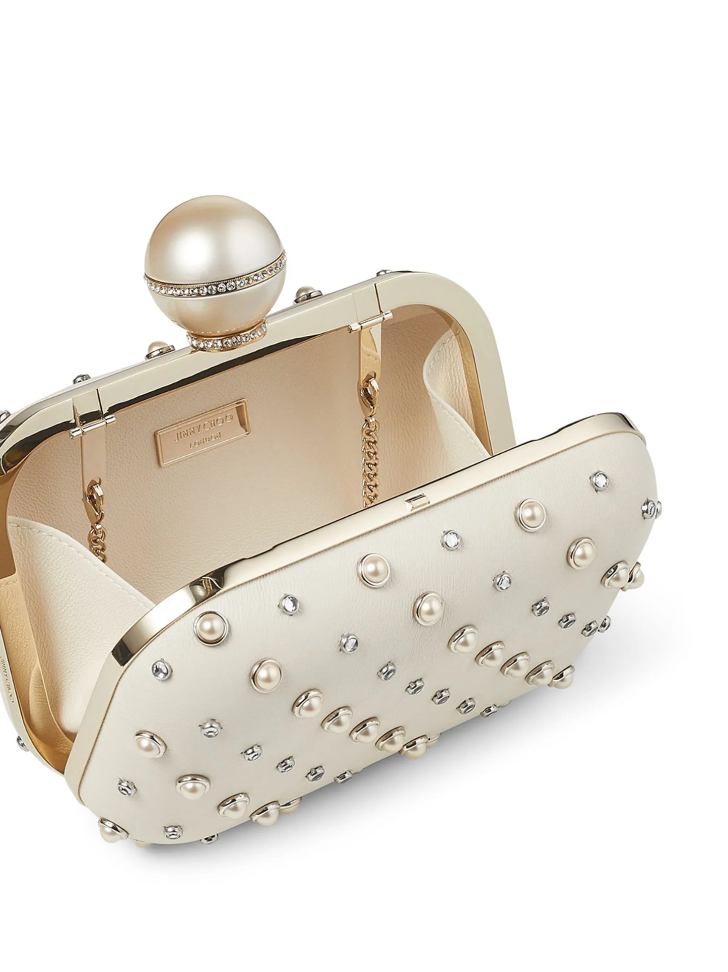 Cloud pearl-embellished clutch bag