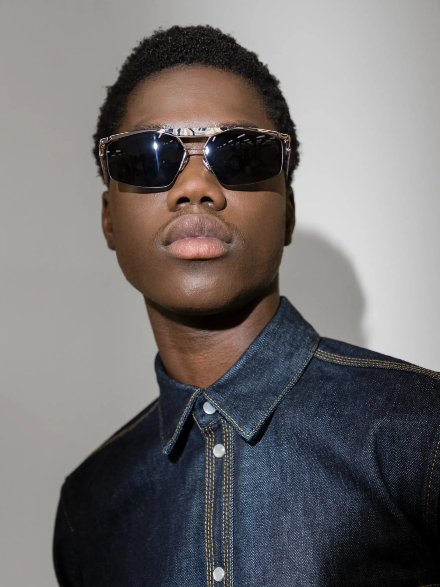futuristic rectangular-frame sunglasses