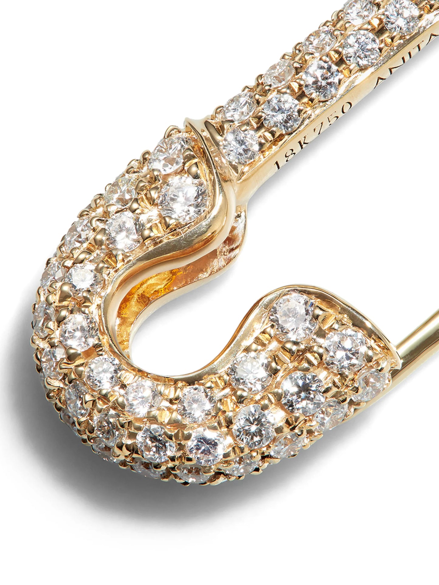18kt yellow gold safety-pin single earring