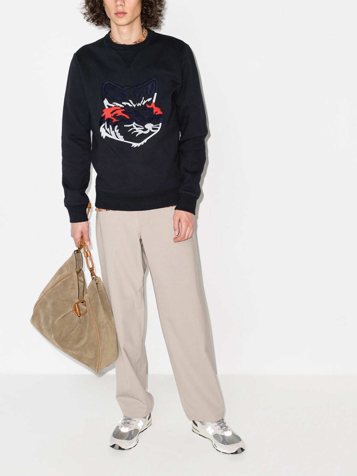 embroidered fox motif sweatshirt