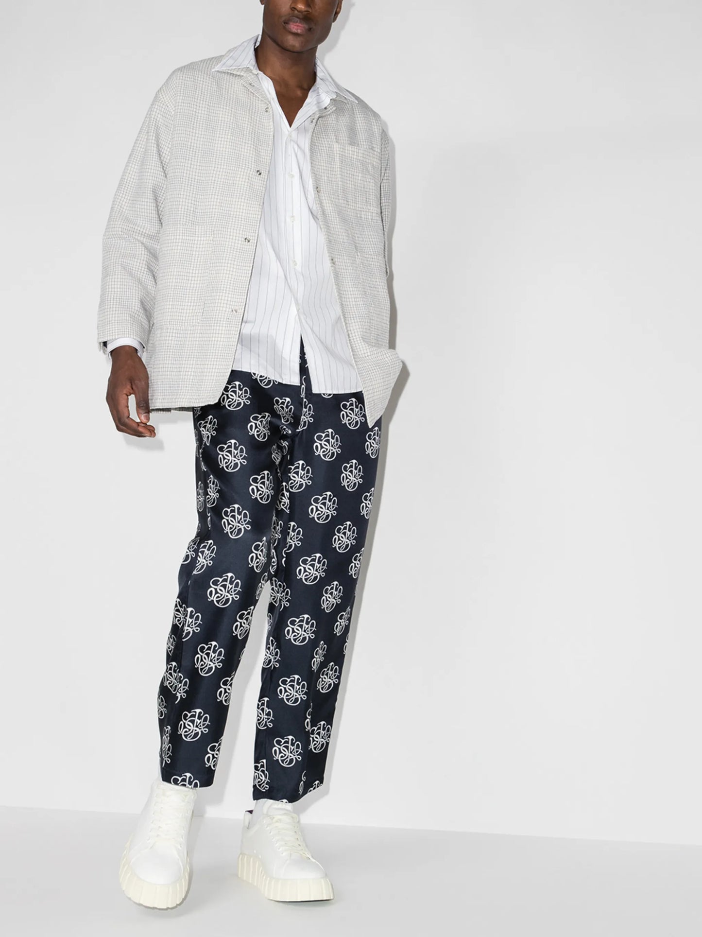 logo-print slim-leg trousers