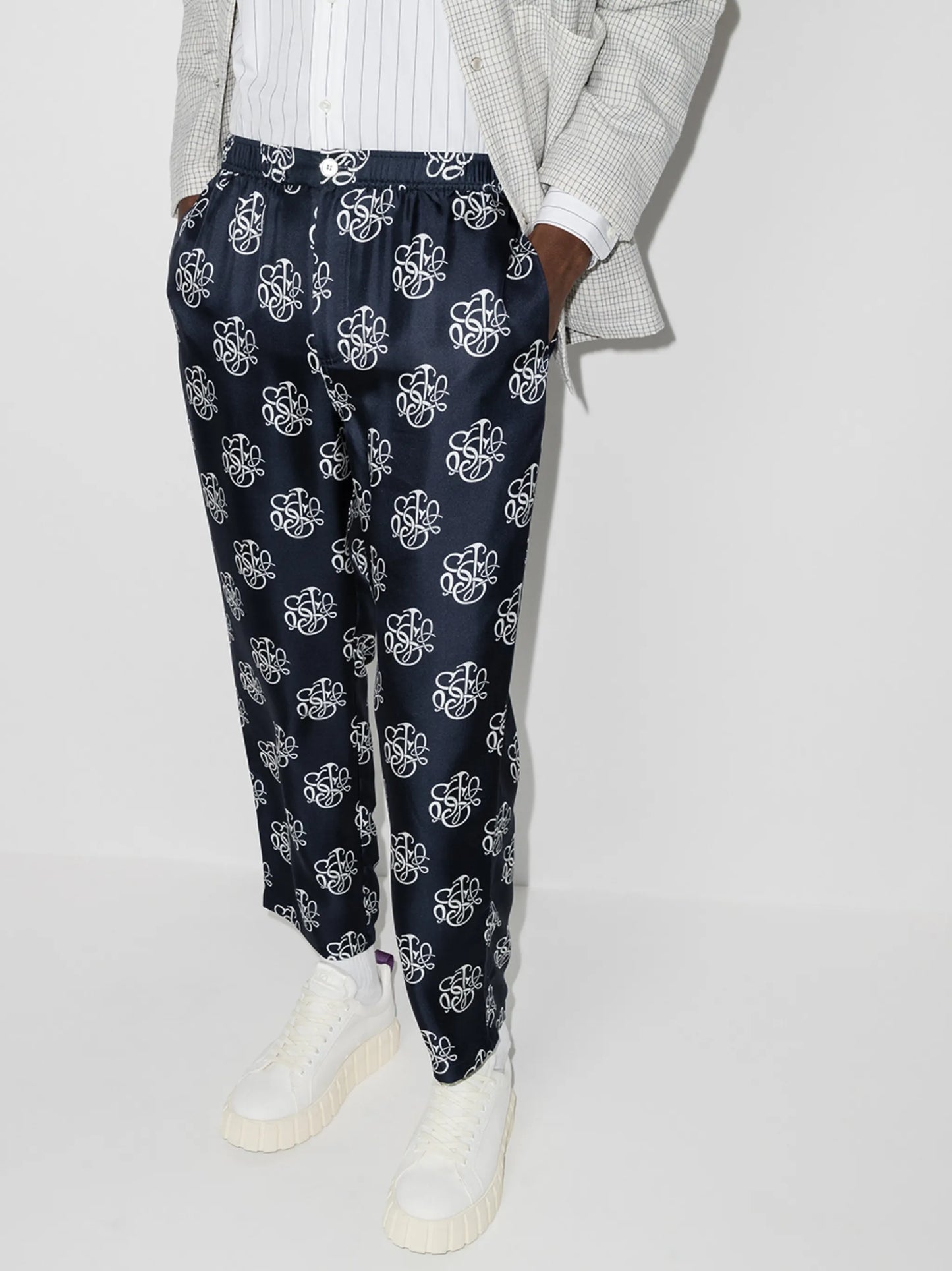 logo-print slim-leg trousers