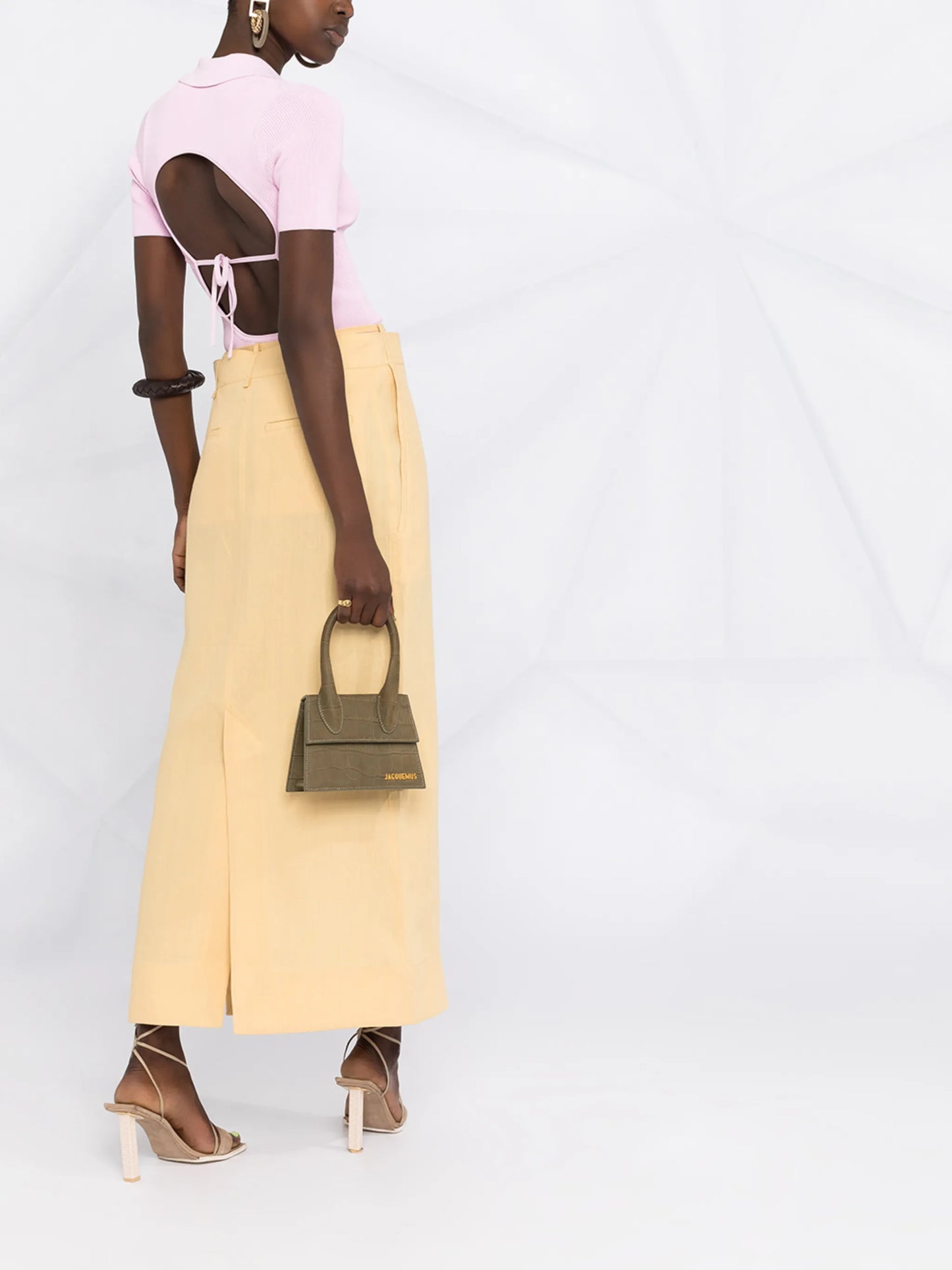slit-detail high-waisted skirt