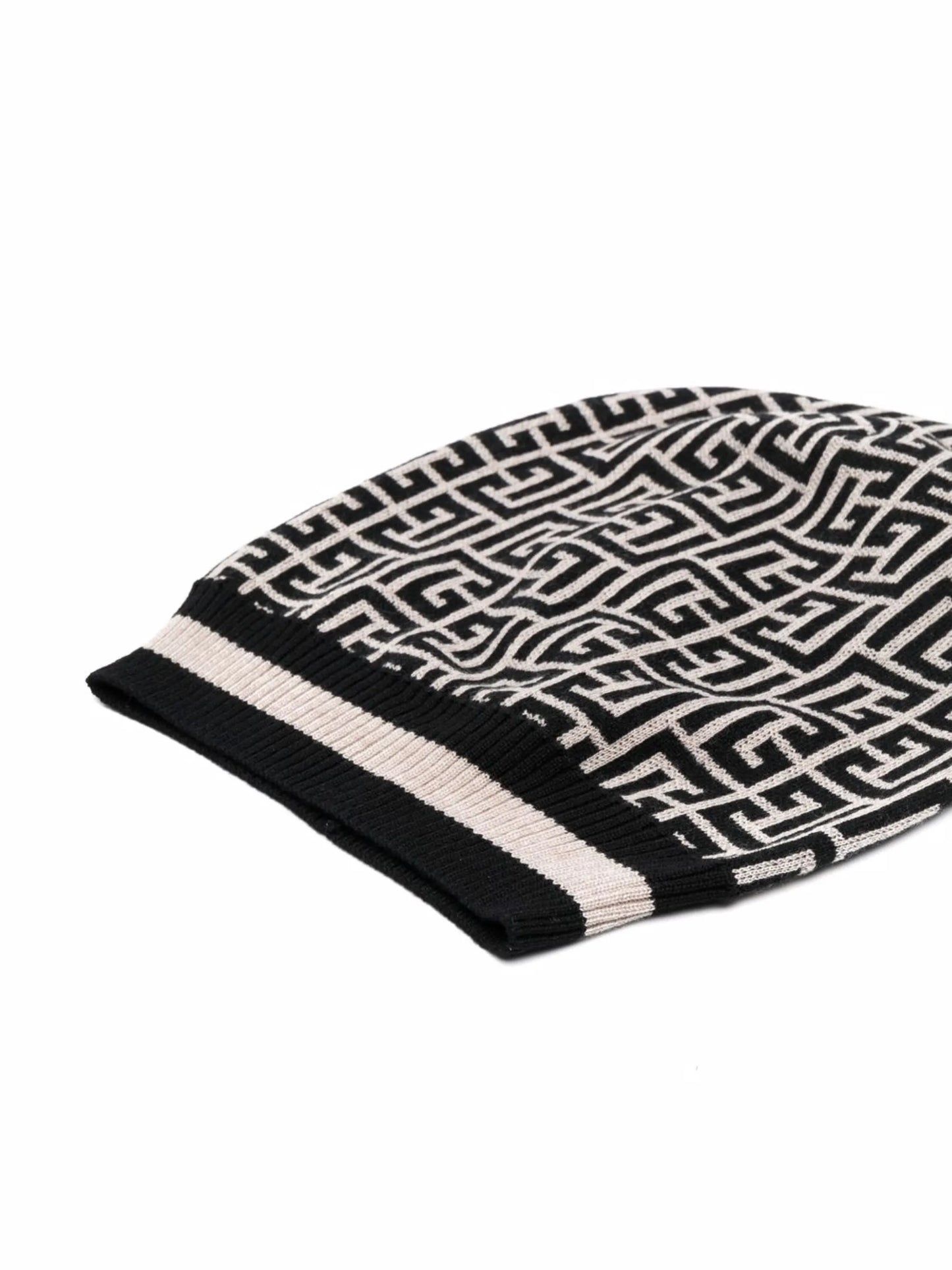 two-tone monogram intarsia-knit hat