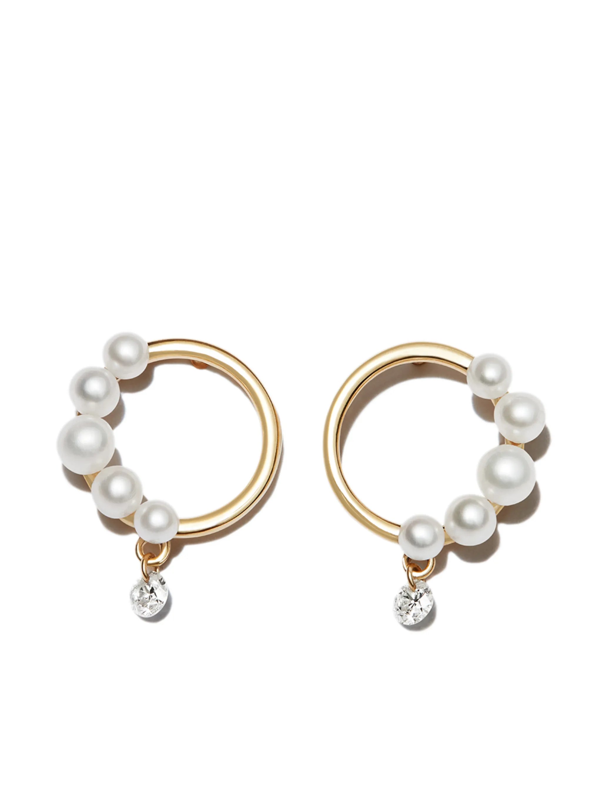 18kt yellow gold pearl and diamond stud earrings