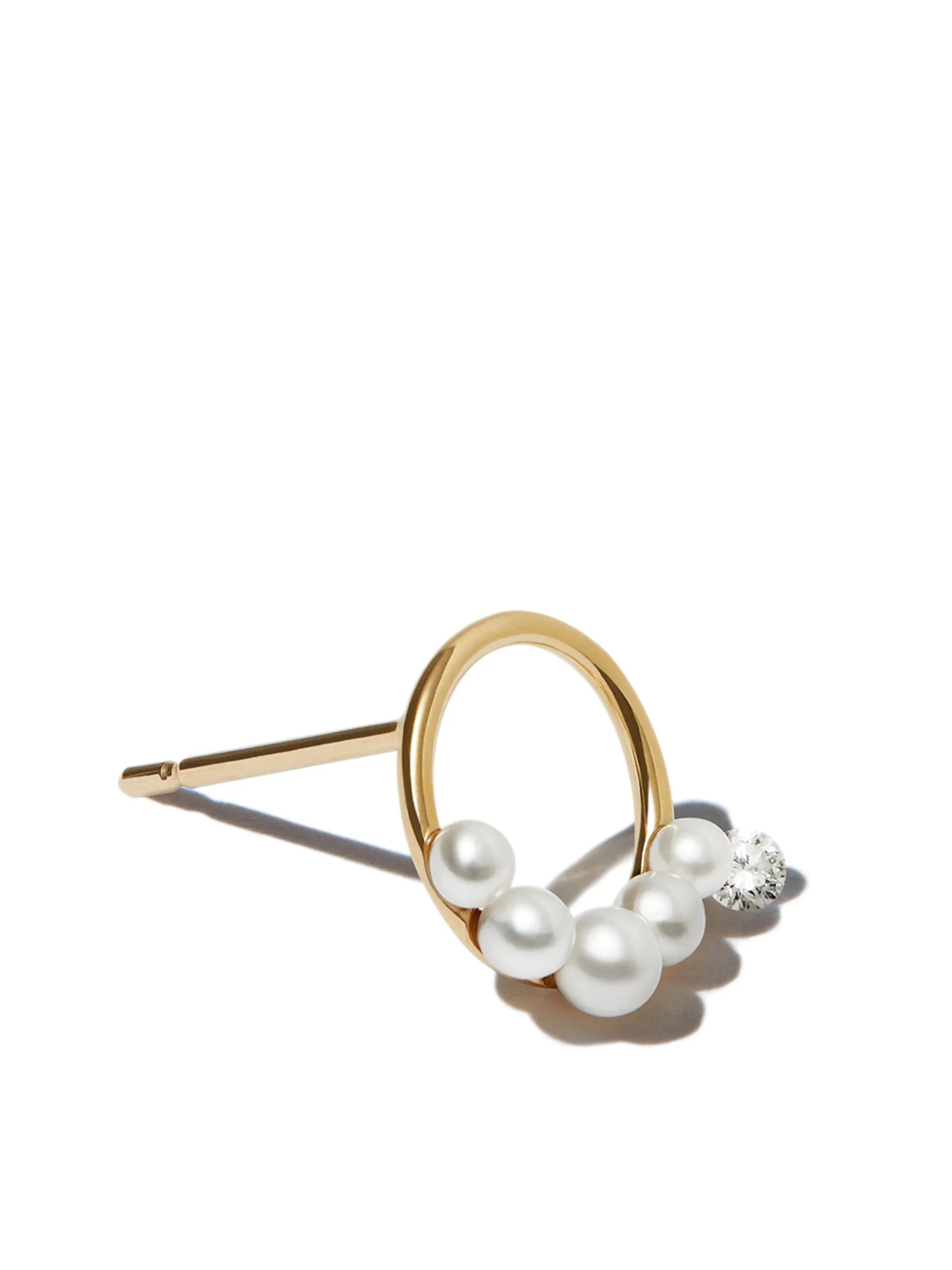 18kt yellow gold pearl and diamond stud earrings