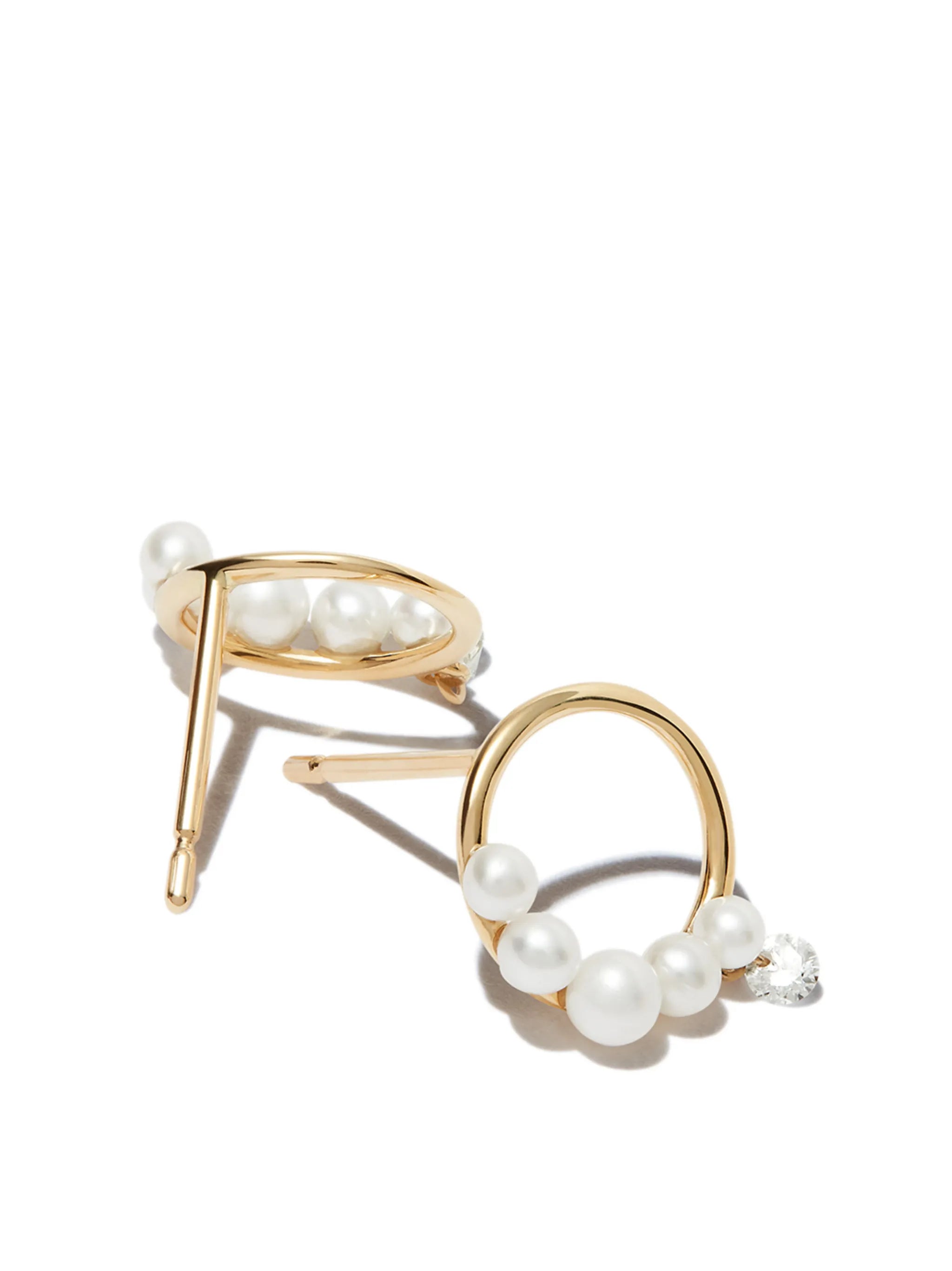 18kt yellow gold pearl and diamond stud earrings