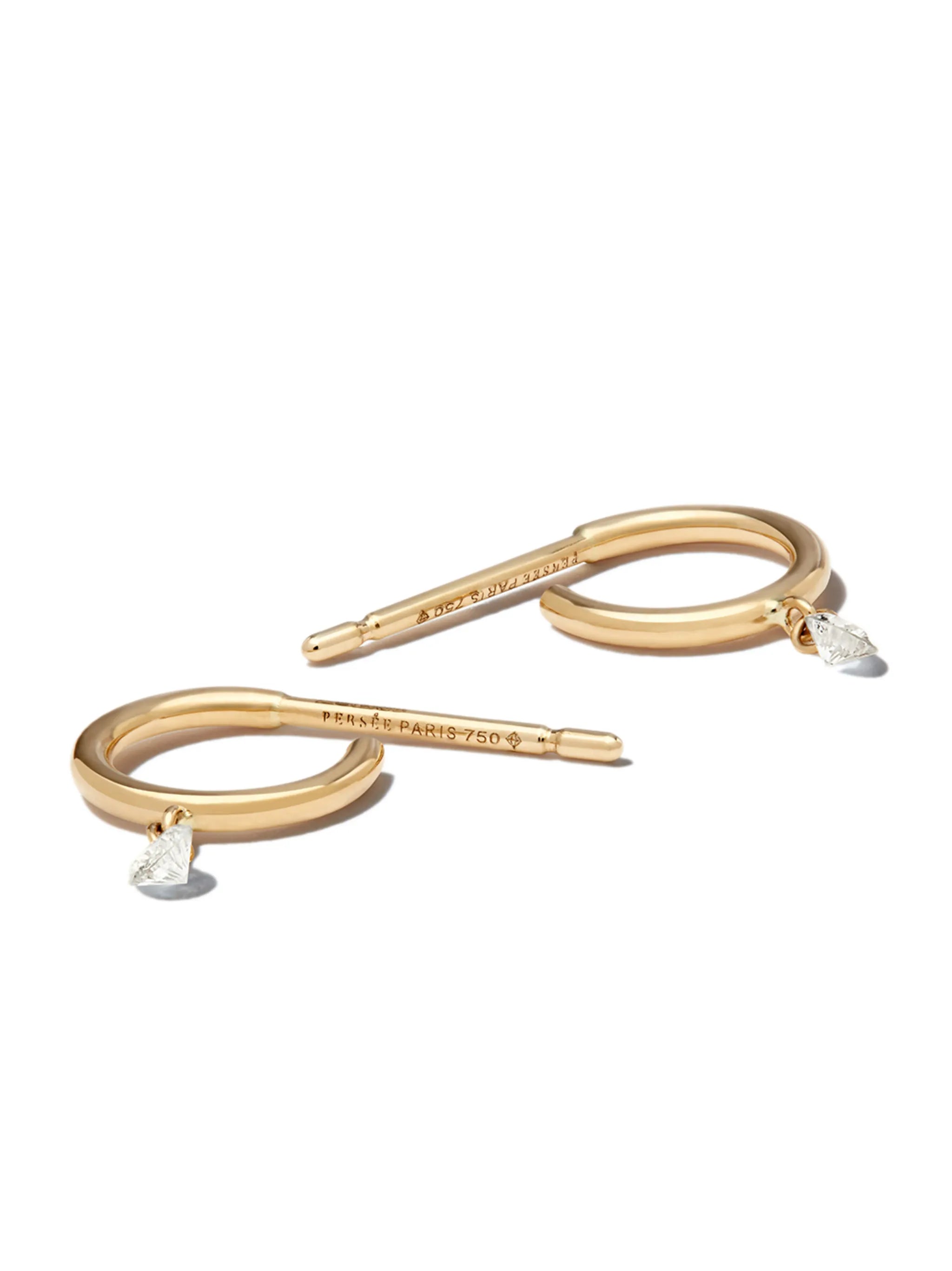 18kt yellow gold diamond hoop earrings