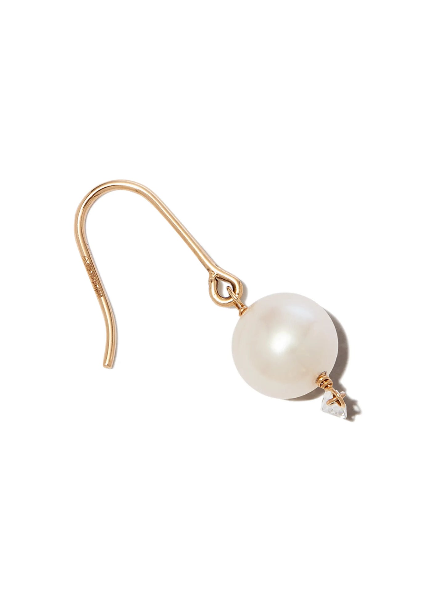 18kt yellow gold Rain Song pearl and diamond drop earring