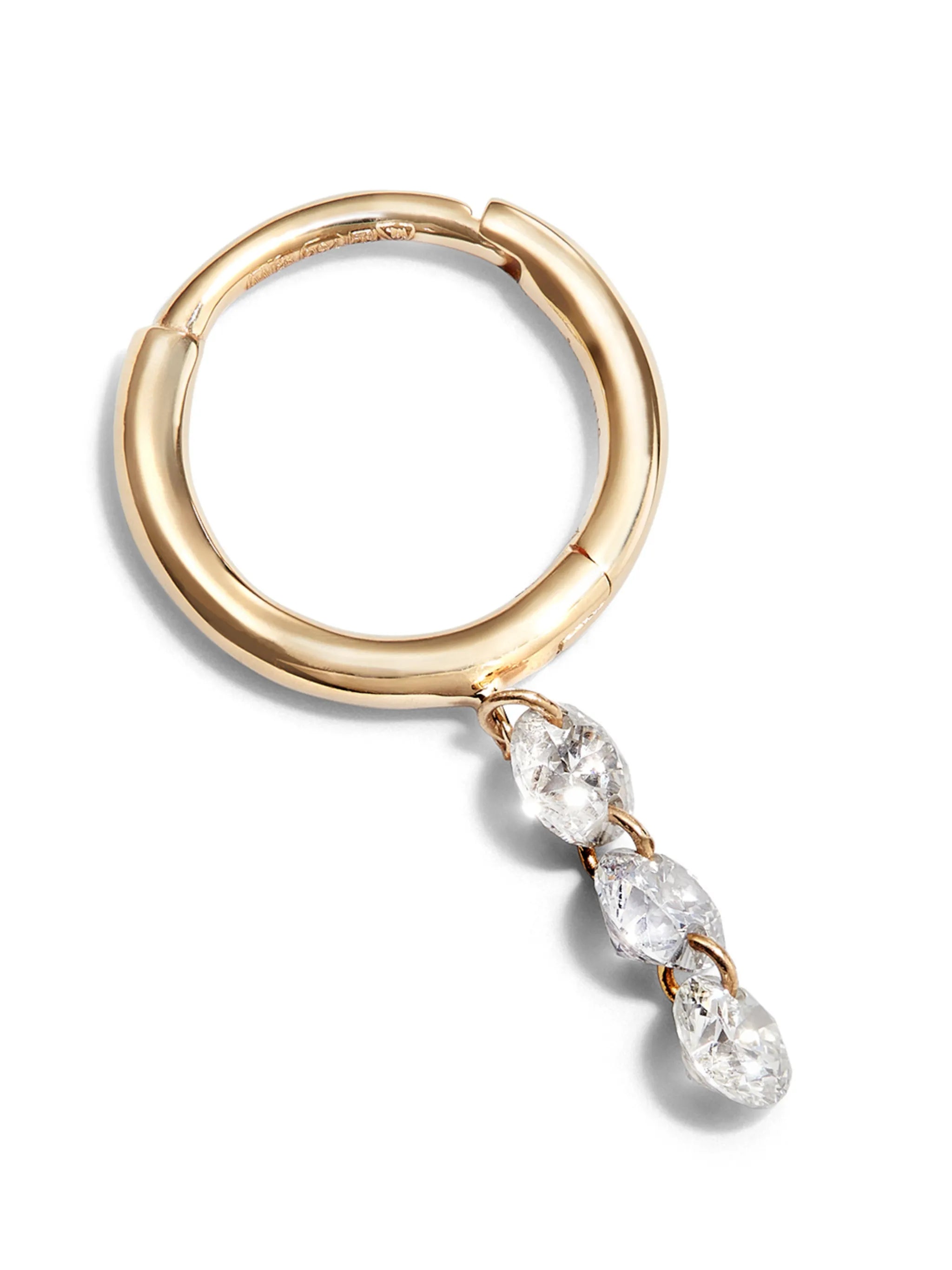 18kt yellow gold diamond hoop earring