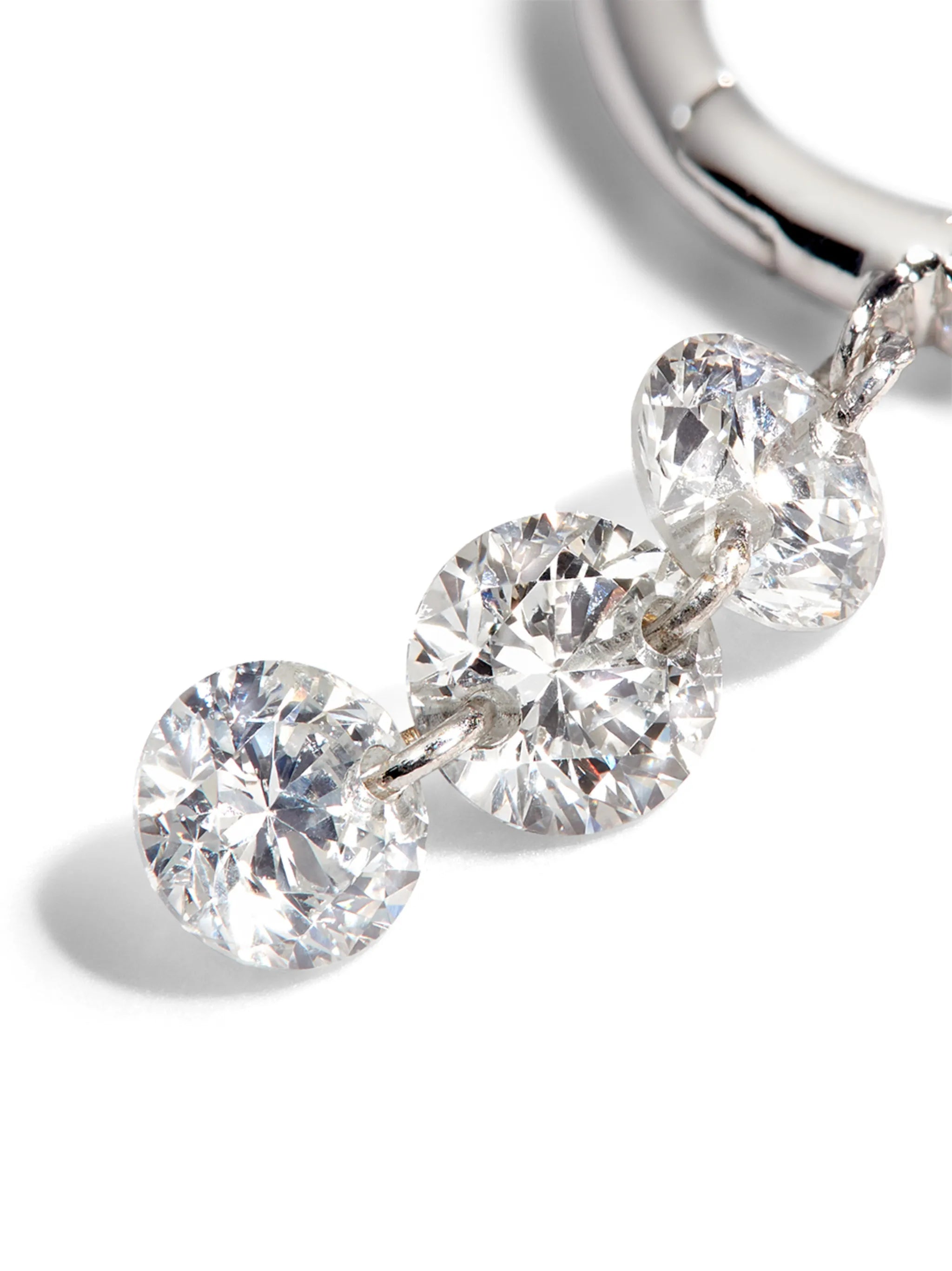 18K white gold diamond hoop earring