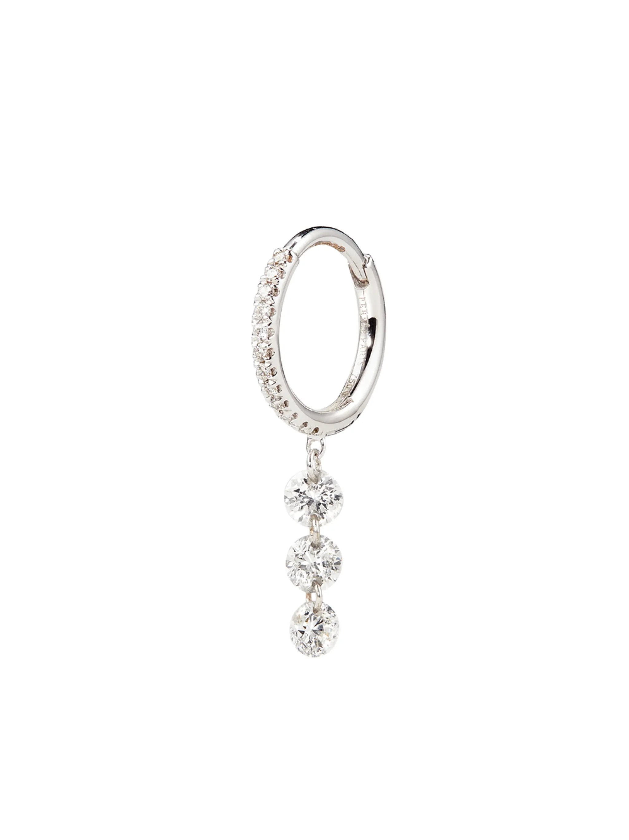 18K white gold diamond hoop earring