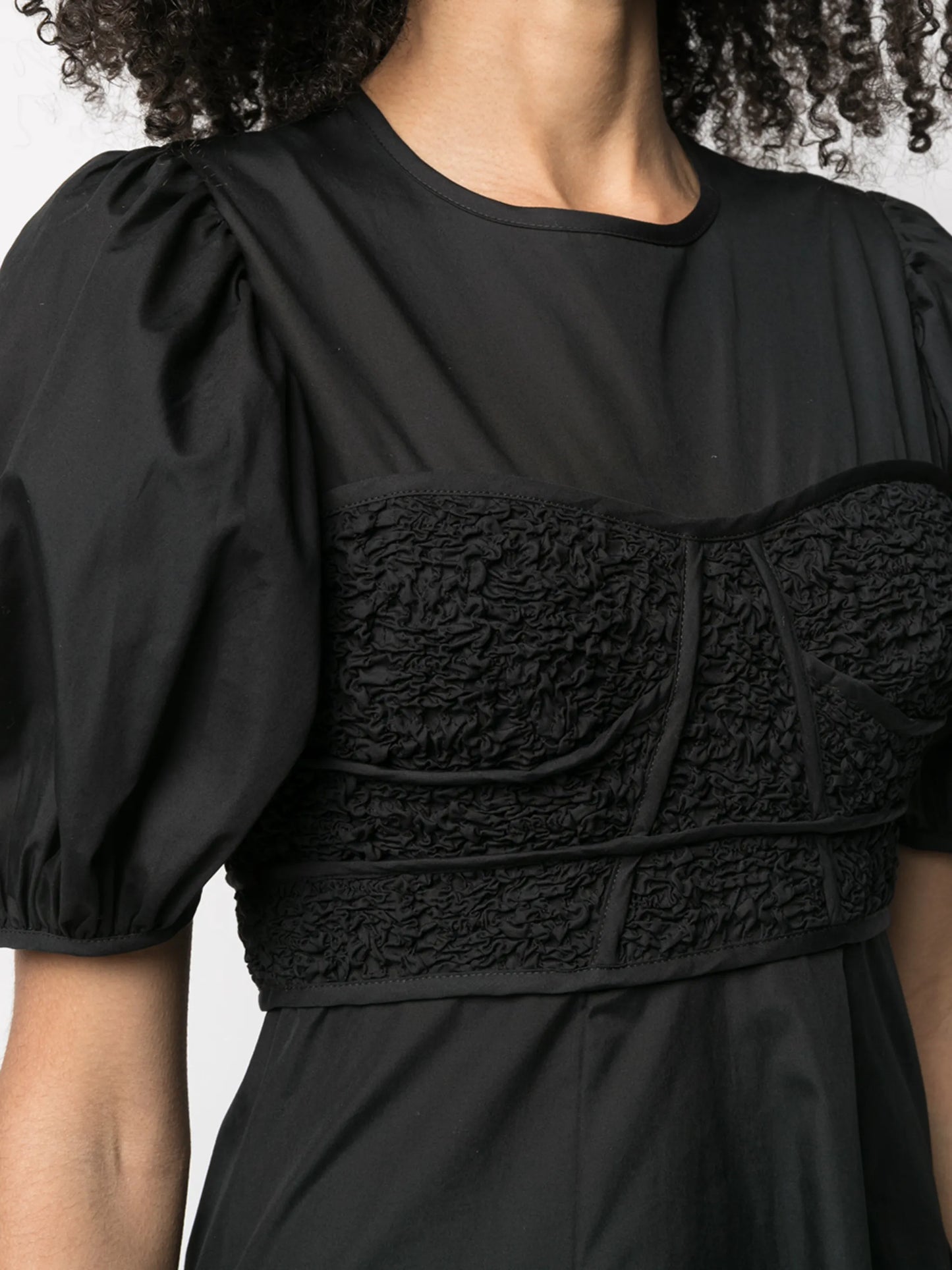 short-sleeve flared midi dress