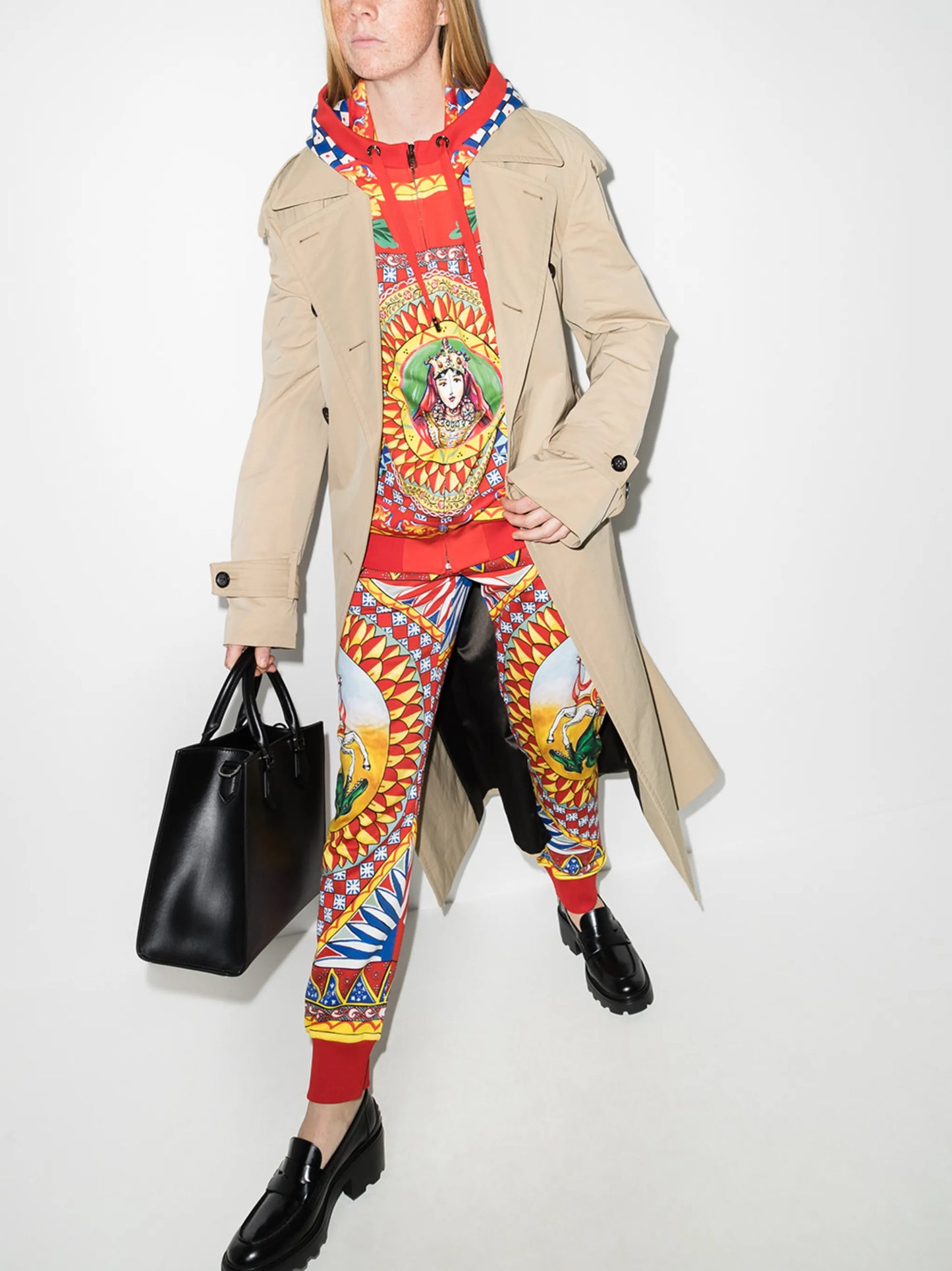 Carretto-print zip-up hoodie