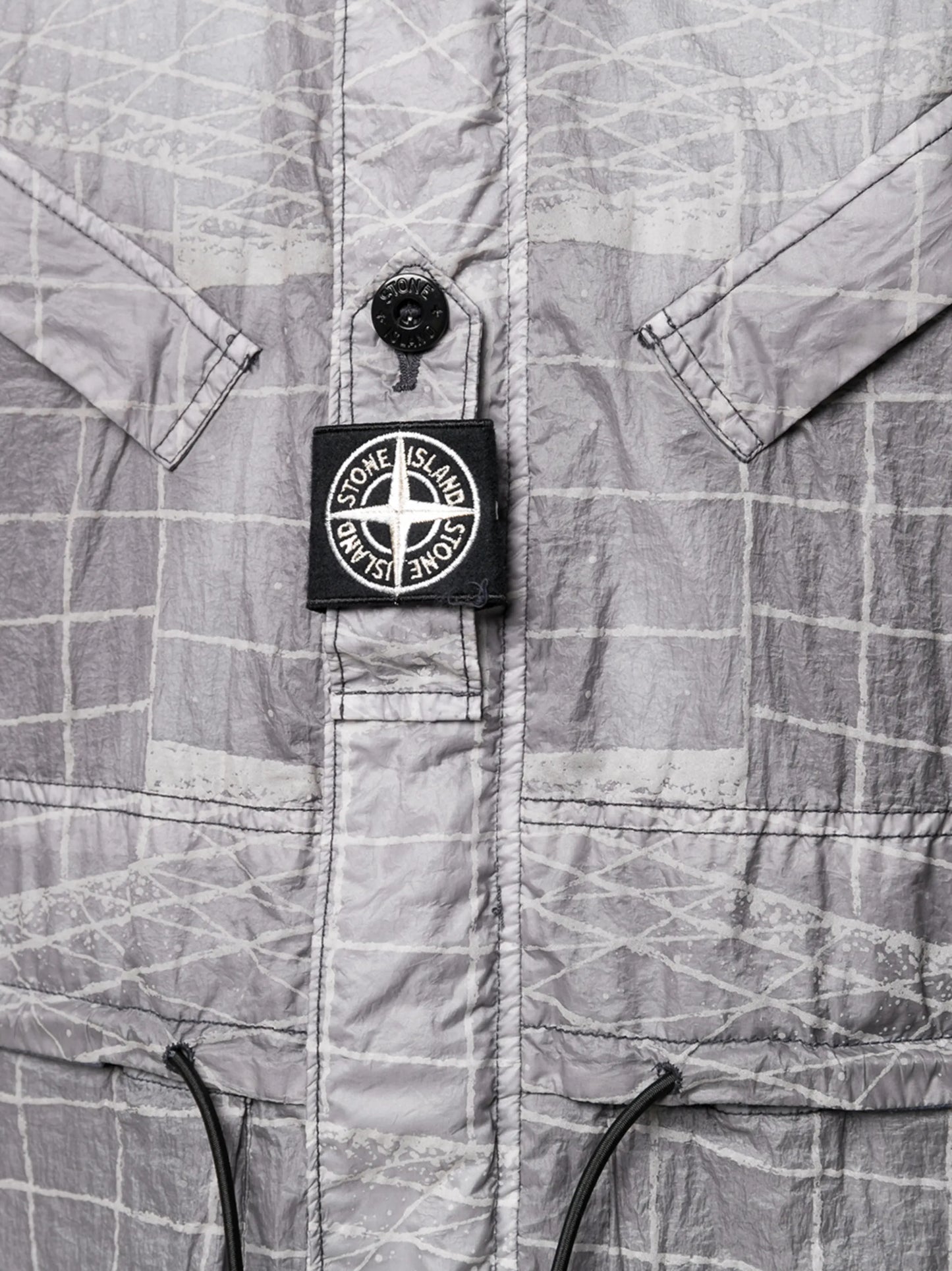 abstract-print hooded lightweight jacket