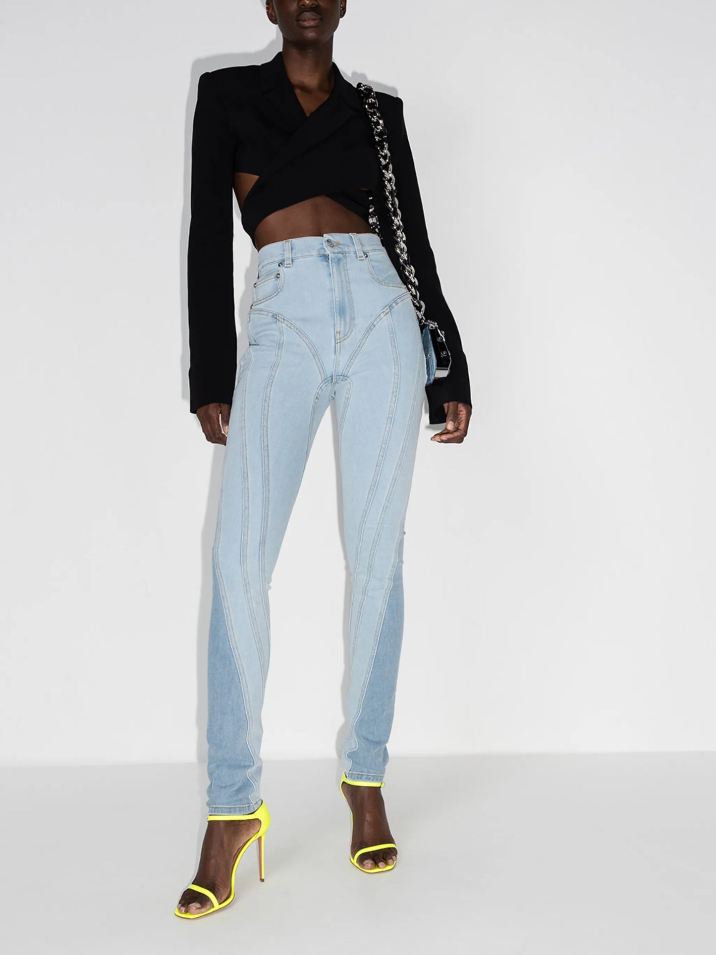 high-rise panelled skinny jeans