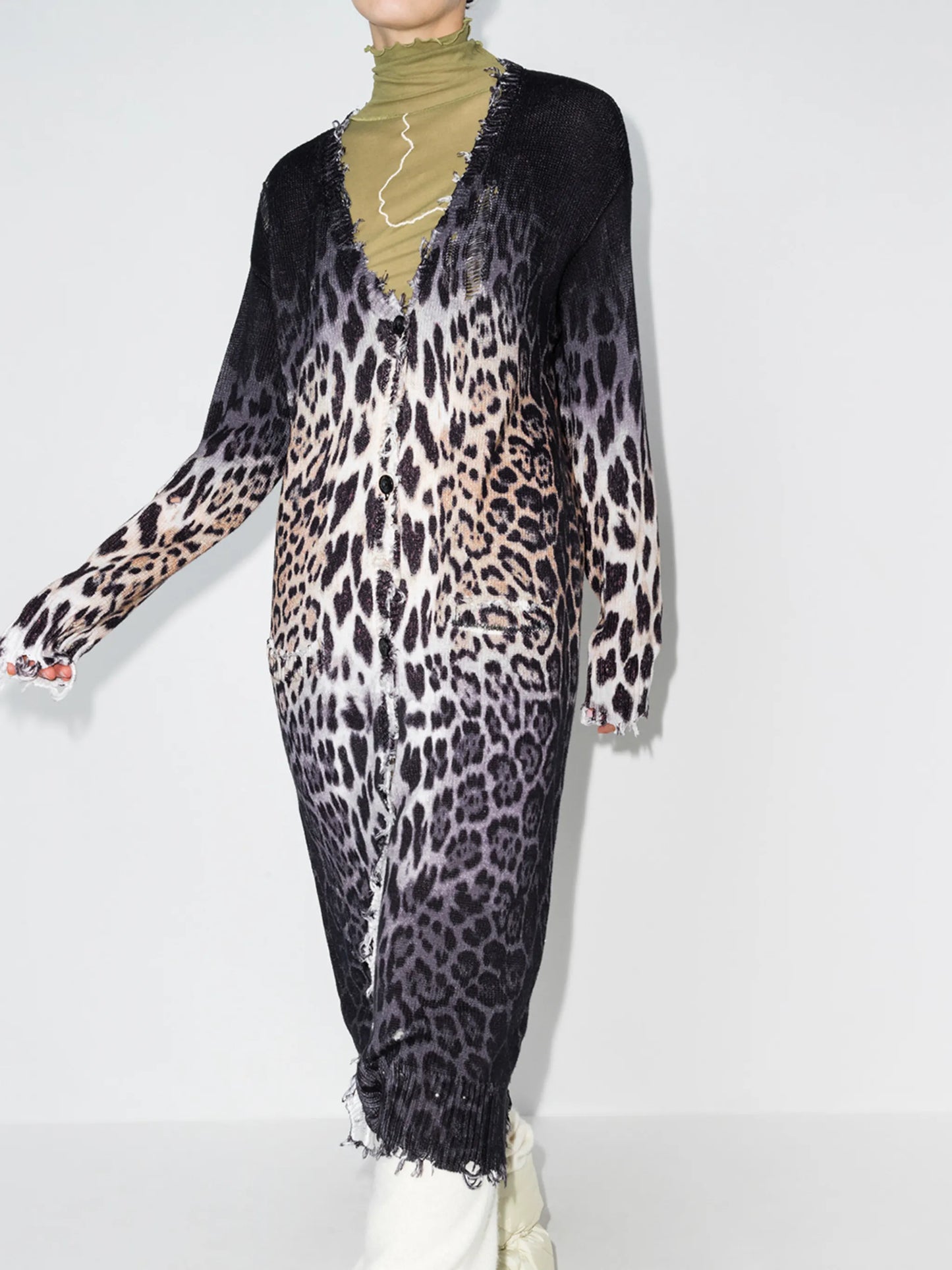 faded leopard print cardigan
