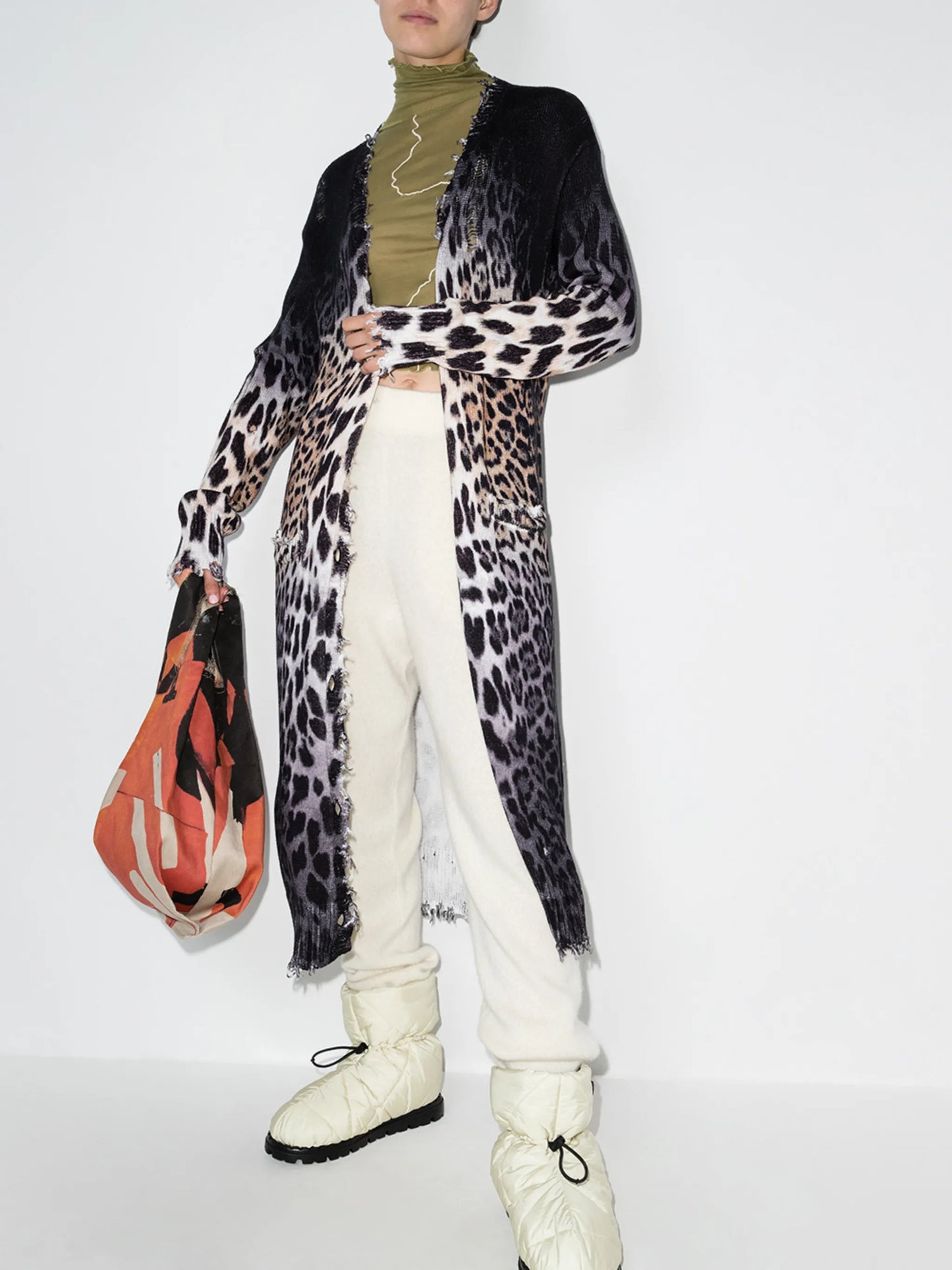 faded leopard print cardigan