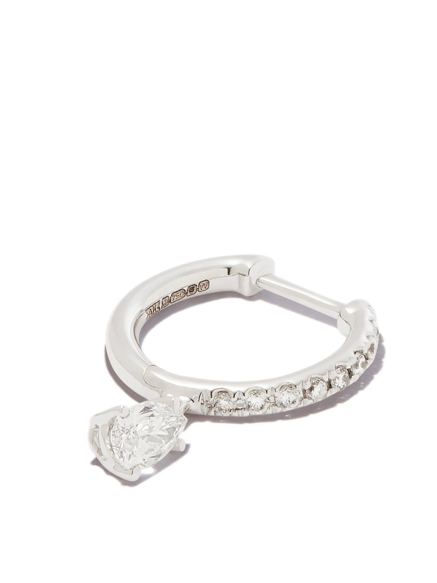 18kt white gold diamond hoop earring