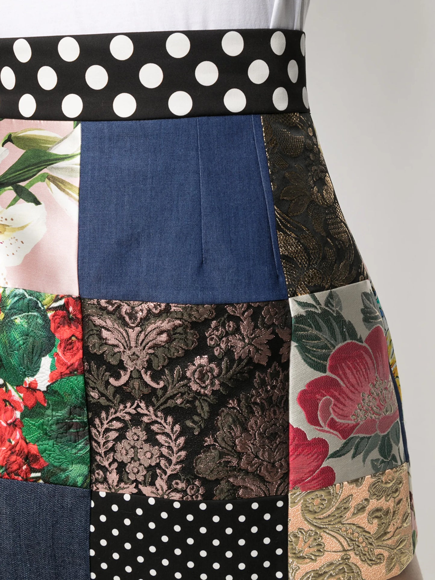 patchwork A-line mini skirt