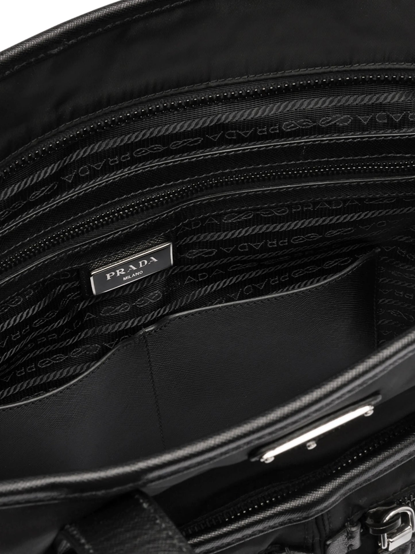 Re-Nylon and Saffiano leather tote bag