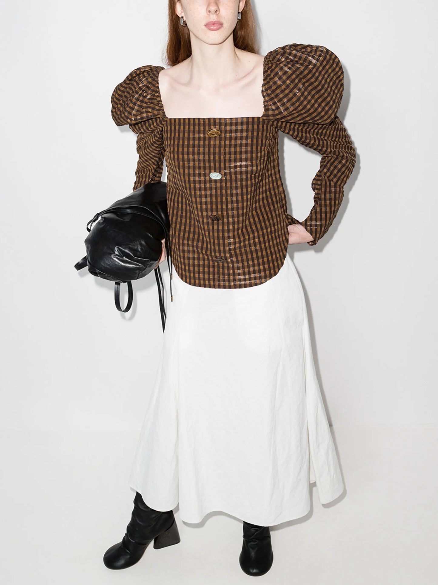 Maya seersucker checked blouse